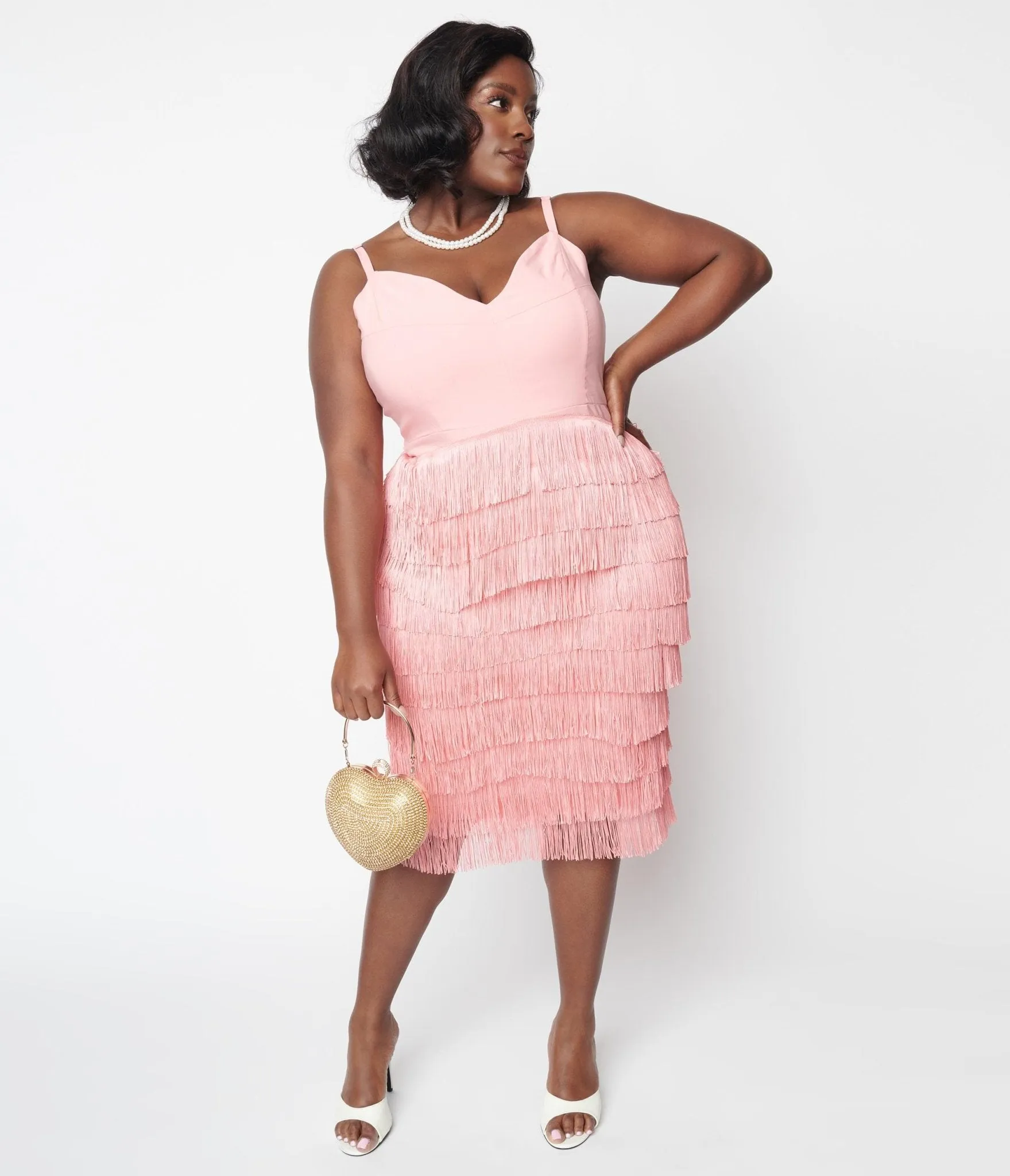 Light Pink Some Like It Hot Fringe Wiggle Dress Casual Everyday Look
