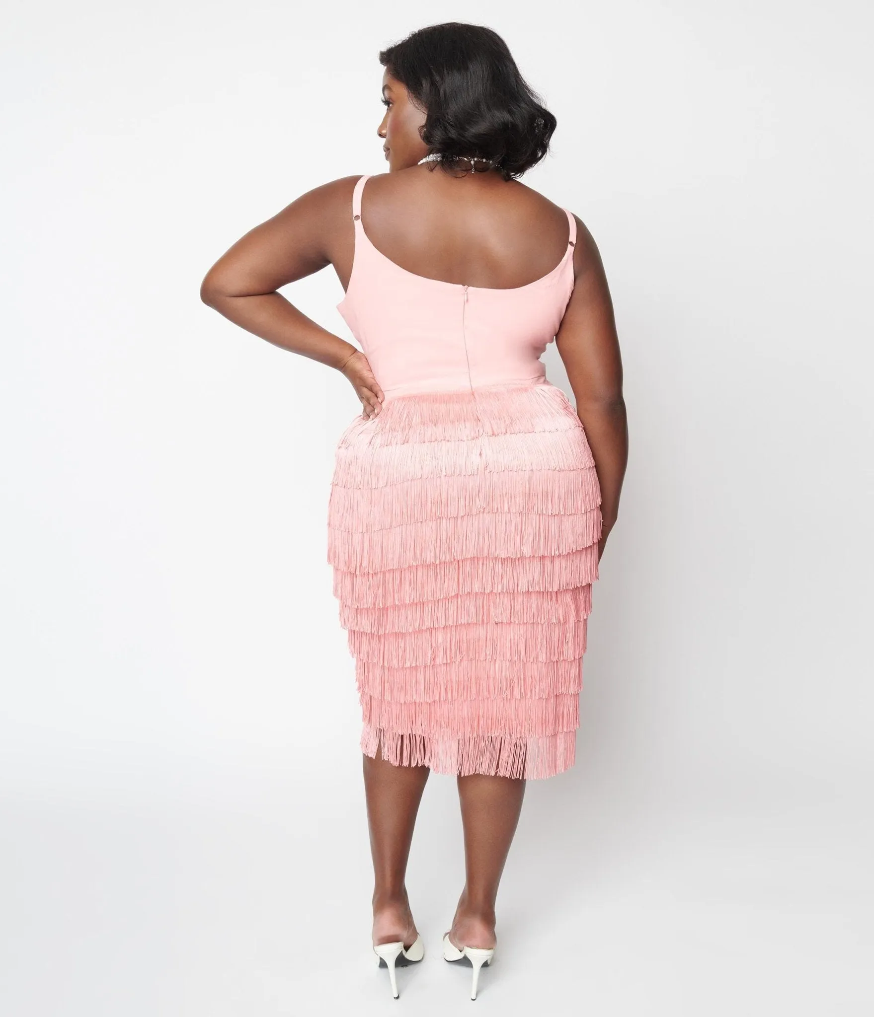 Light Pink Some Like It Hot Fringe Wiggle Dress Casual Everyday Look