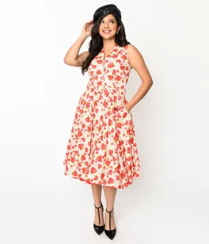 Light Pink Strawberry Love Swing Dress Casual Everyday Look