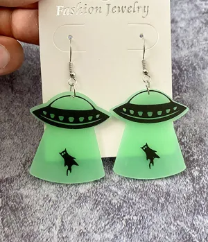 Luminous UFO Cat Abduction Earrings Everyday Chic