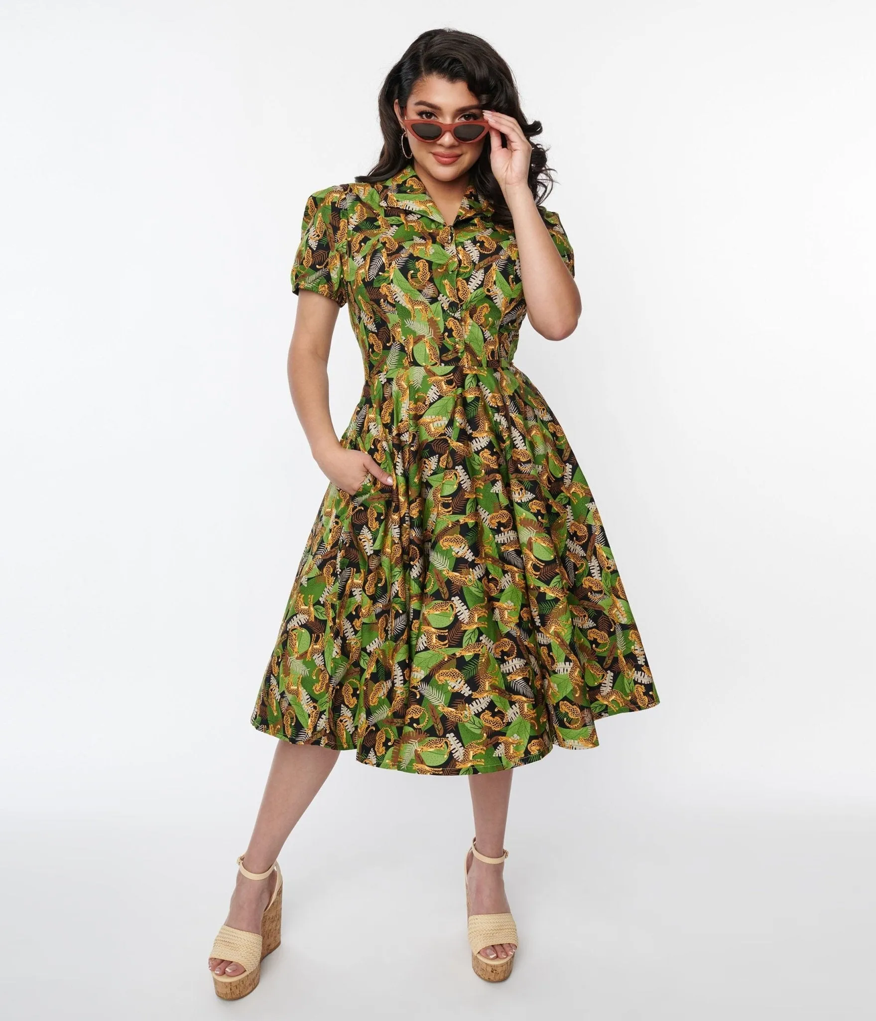 Magnolia Place Black Jungle Mona Swing Dress Casual Everyday Look