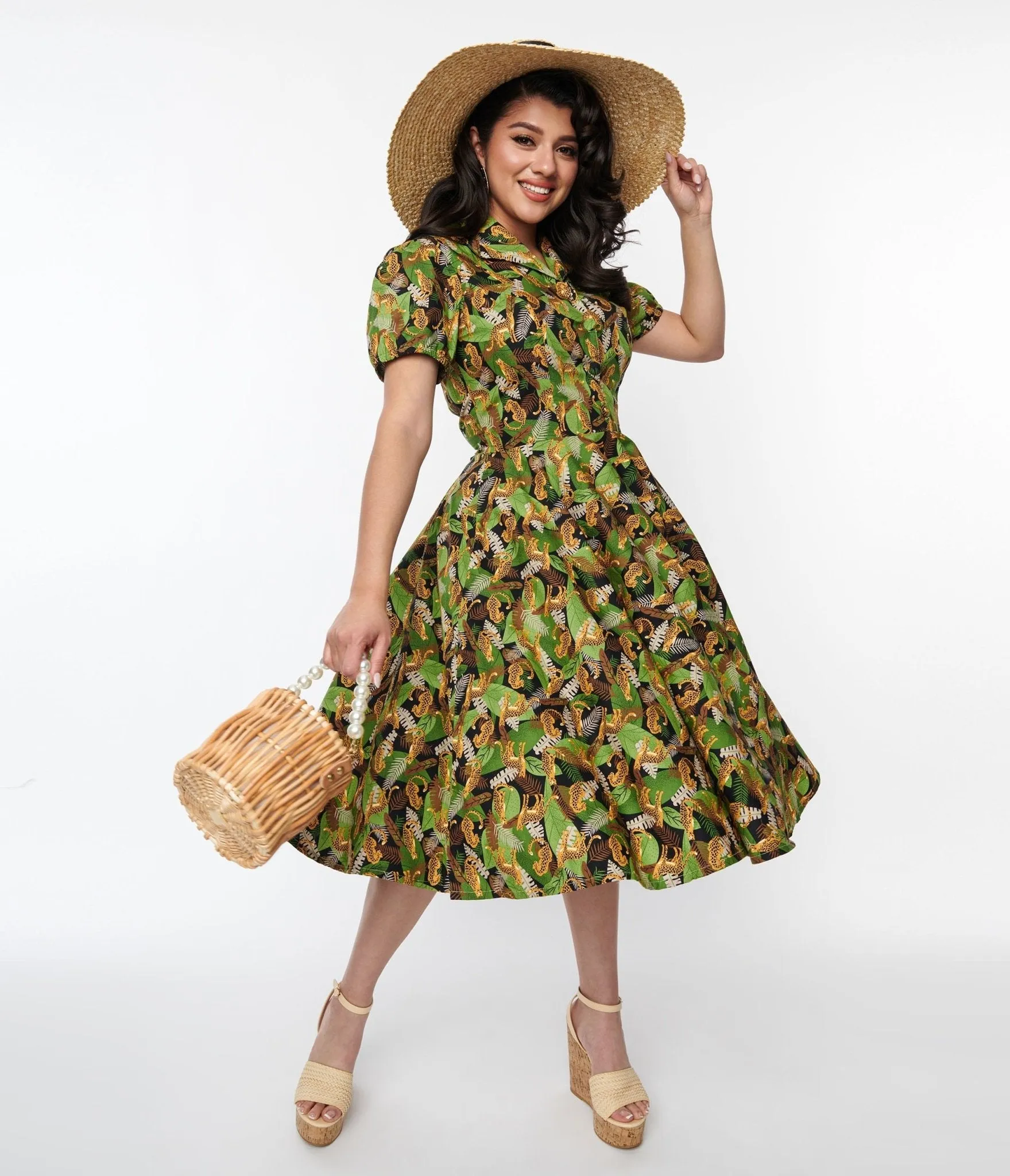 Magnolia Place Black Jungle Mona Swing Dress Casual Everyday Look
