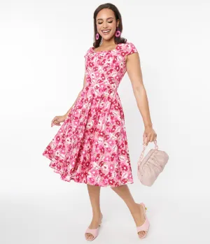 Magnolia Place Pink Floral Anna Swing Dress Casual Everyday Look