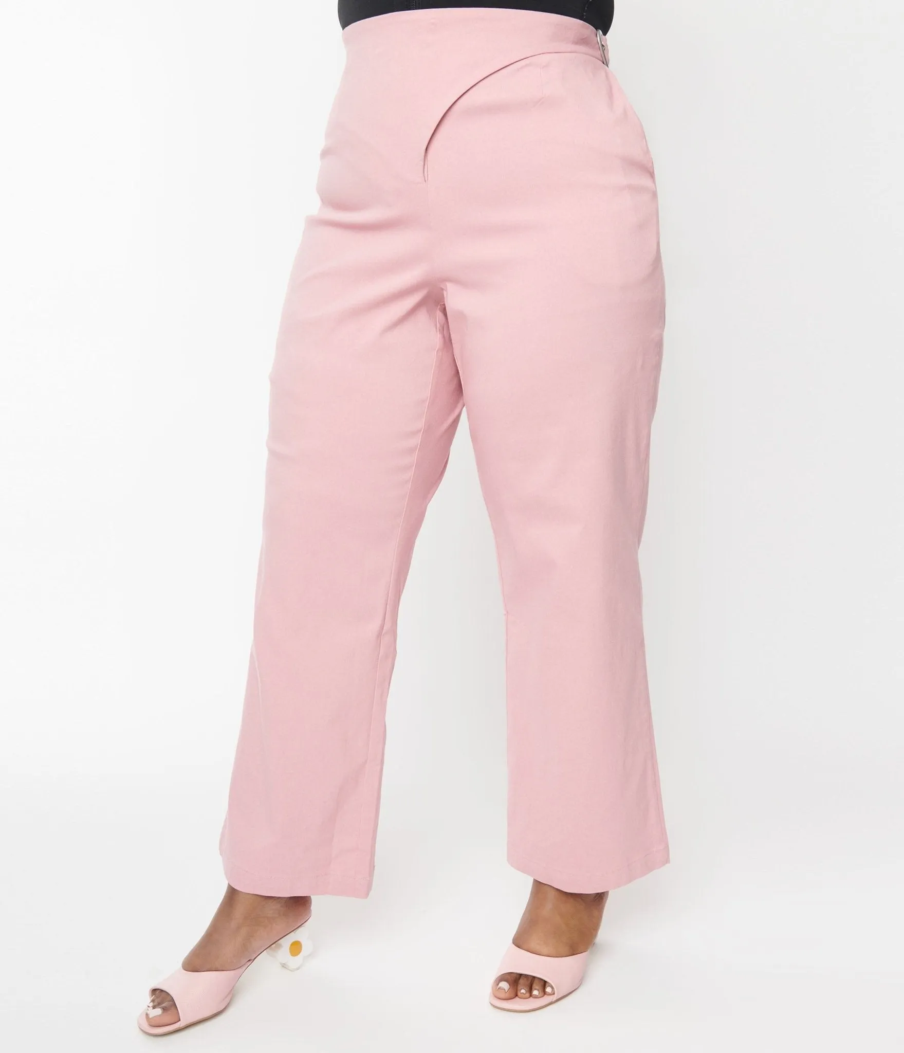 Mauve Pink Heart Buckle Pants Comfortable Travel Wear