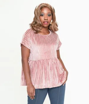 Mauve Ribbed Velvet Babydoll Top Easy Date Night