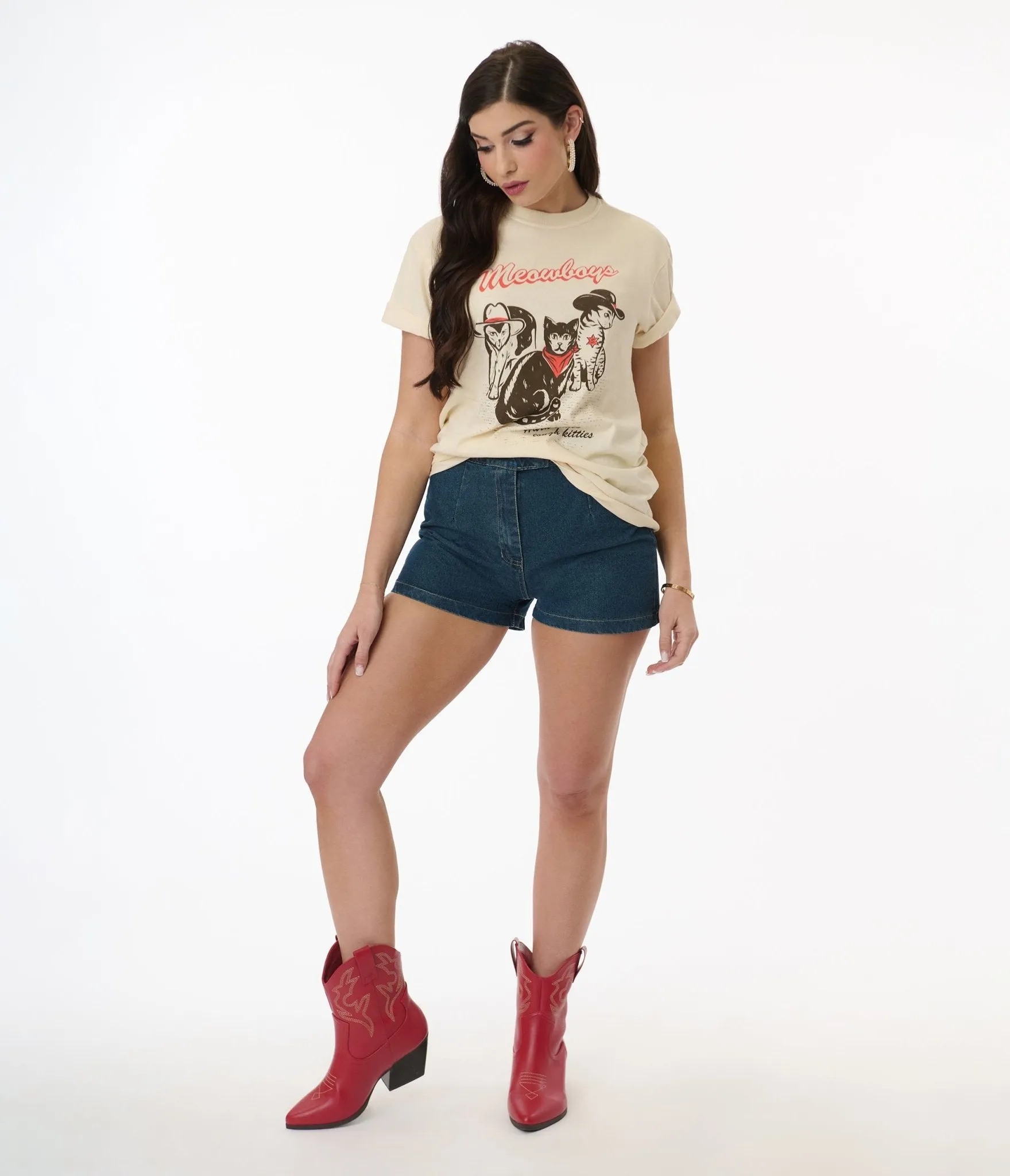 Meowboys Western Unisex Graphic Tee Easy Date Night