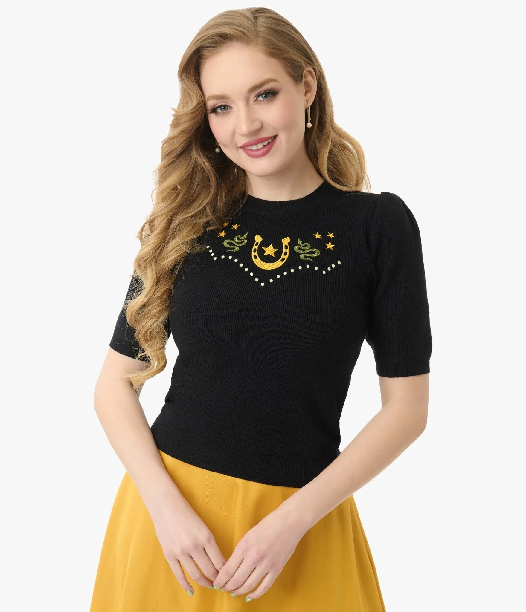 Mischief Made Black Lucky Horseshoe Sweater Easy Date Night