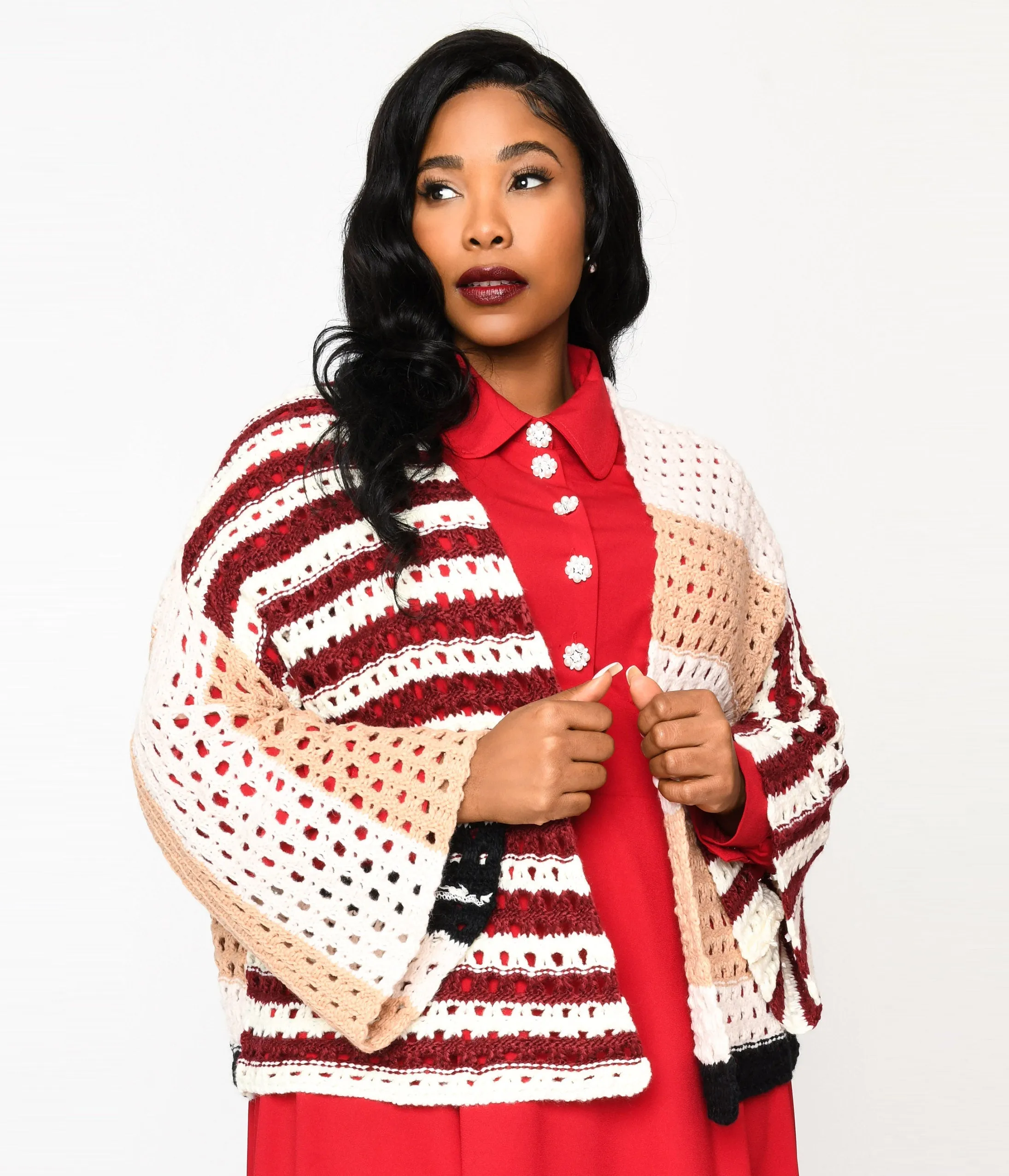 Multicolor Stripe Open Cardigan Easy Date Night