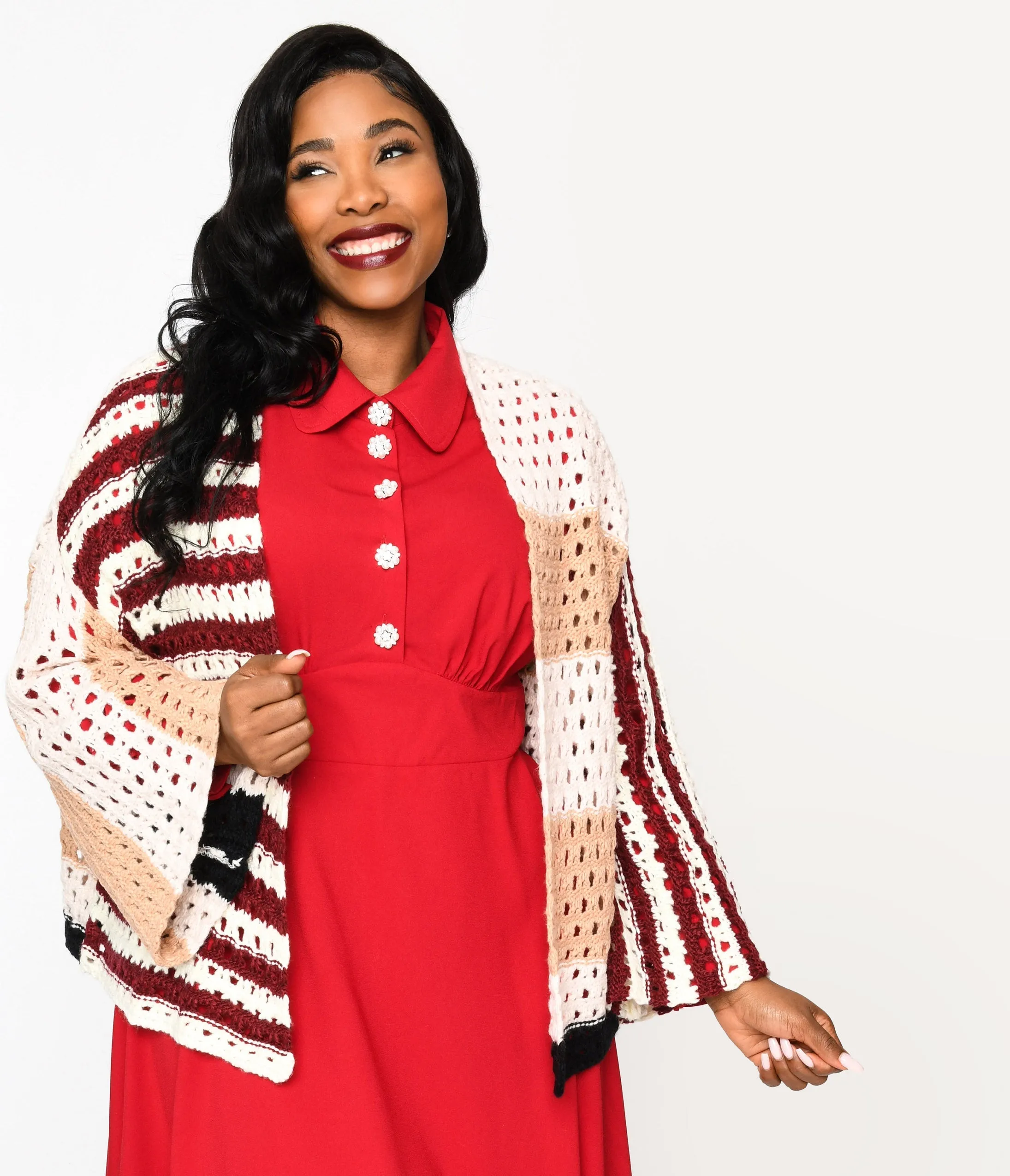 Multicolor Stripe Open Cardigan Easy Date Night
