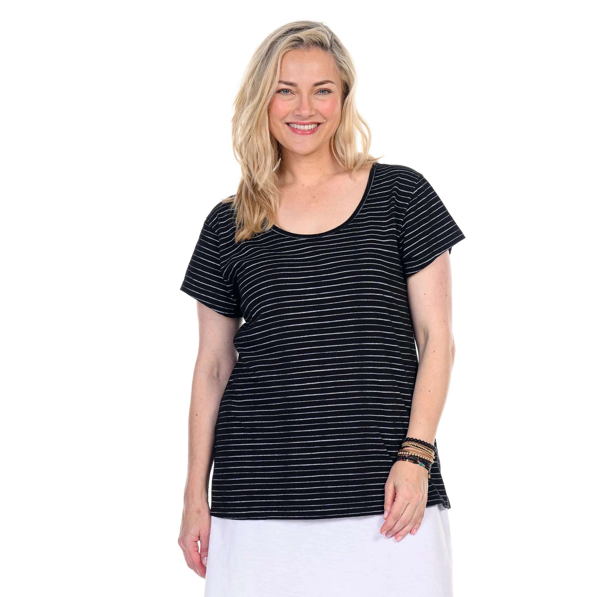 Ocean Stripe Vintage Scoop Neck T | Plus Size Weekend Relaxed Look
