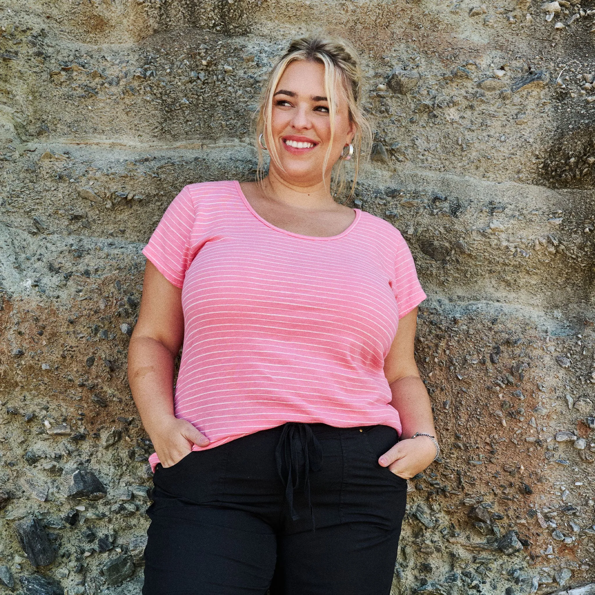 Ocean Stripe Vintage Scoop Neck T | Plus Size Weekend Relaxed Look