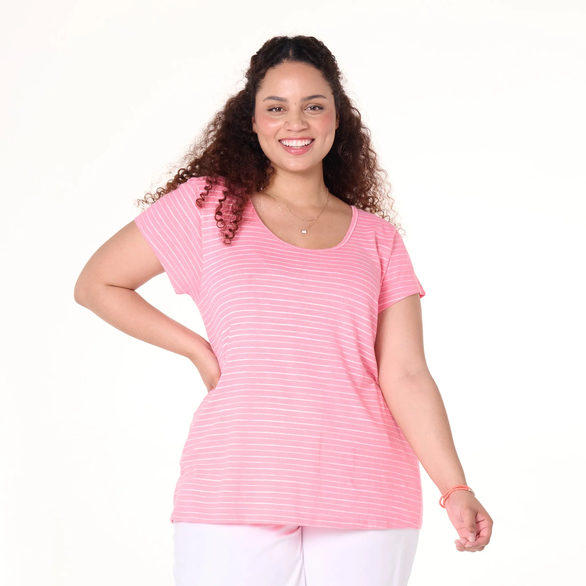 Ocean Stripe Vintage Scoop Neck T | Plus Size Weekend Relaxed Look