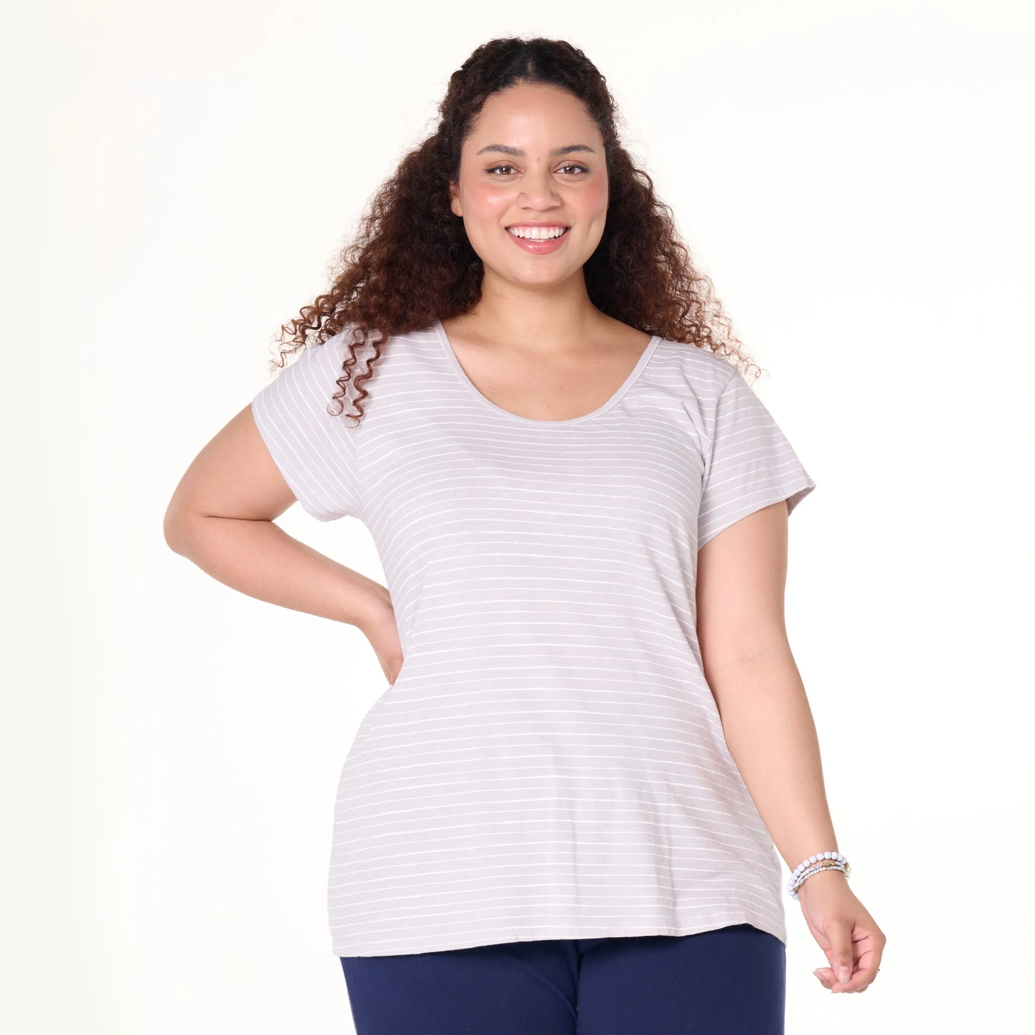 Ocean Stripe Vintage Scoop Neck T | Plus Size Weekend Relaxed Look