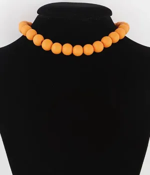 Orange Solid Beaded Choker Necklace Alternative Style