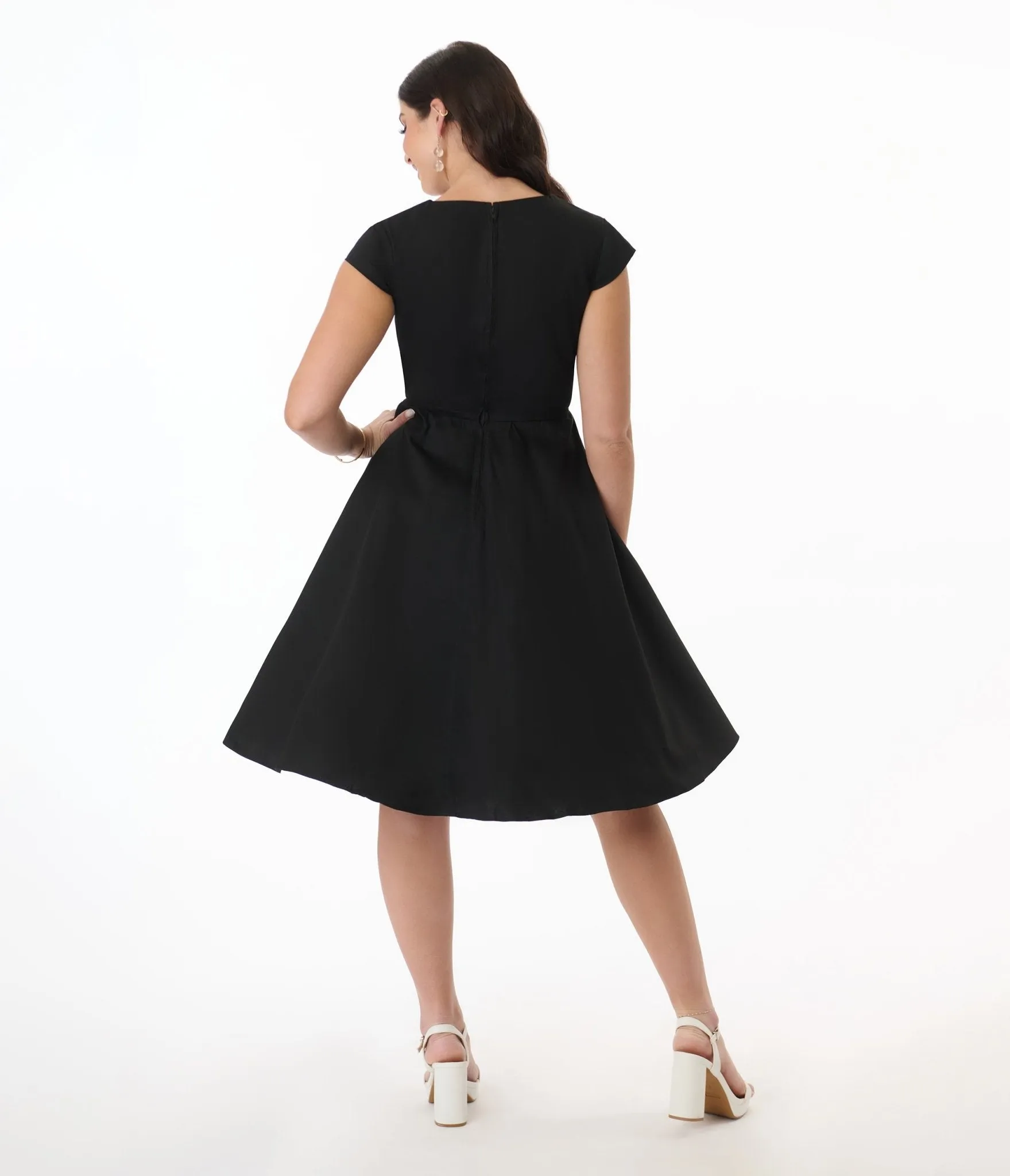Orchid Bloom Black & White Bow Swing Dress Casual Everyday Look