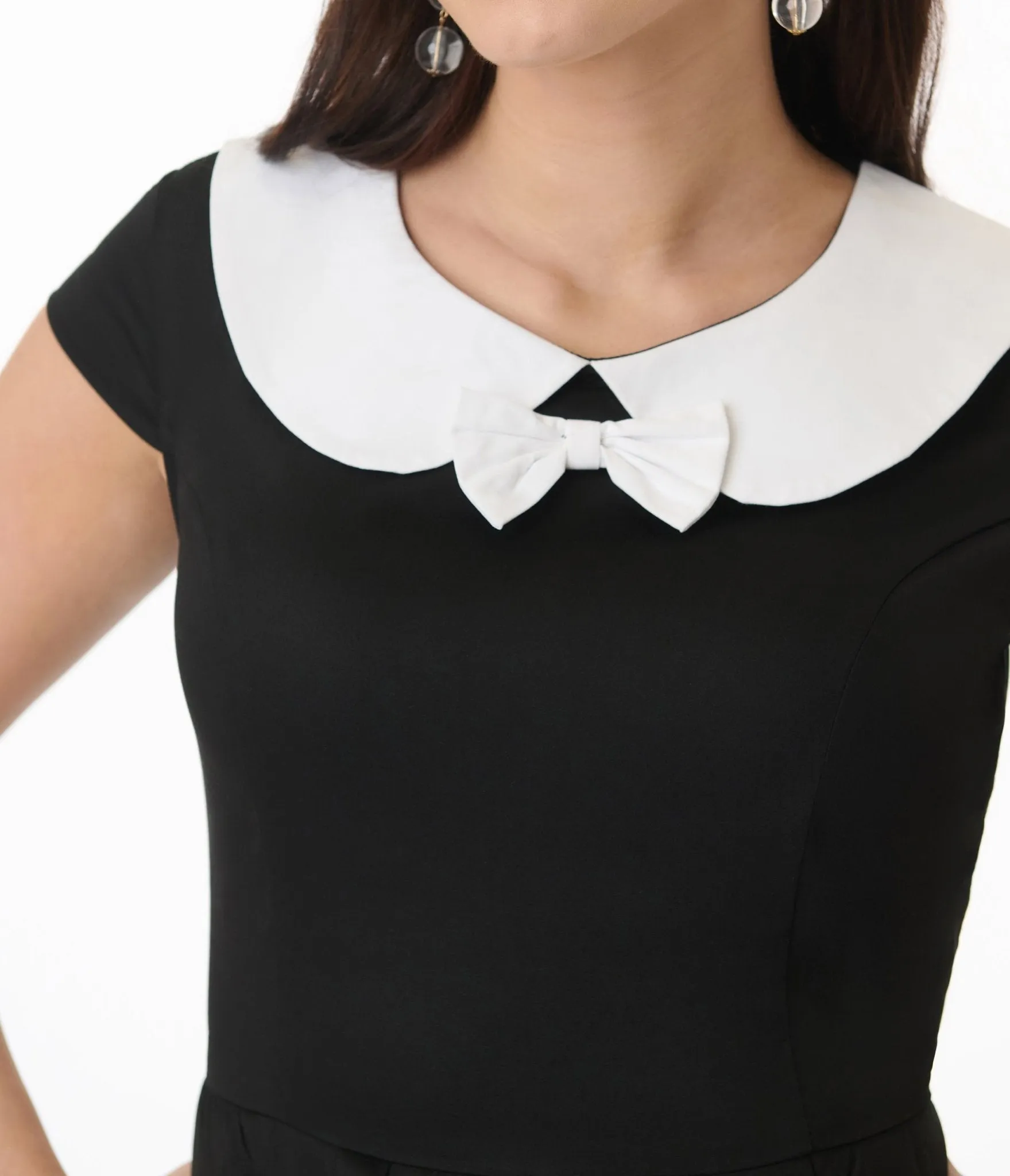 Orchid Bloom Black & White Bow Swing Dress Casual Everyday Look