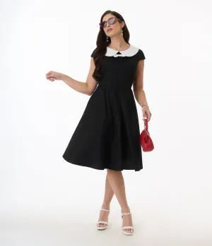Orchid Bloom Black & White Bow Swing Dress Casual Everyday Look