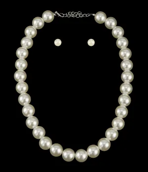 Pearl Beaded Necklace & Earrings Set Everyday Chic
