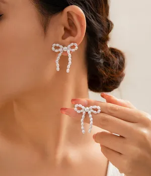 Pearl Bow French Tassel Earrings Everyday Chic
