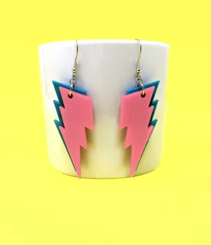 Pink & Blue Lightning Bolt Earrings Everyday Chic