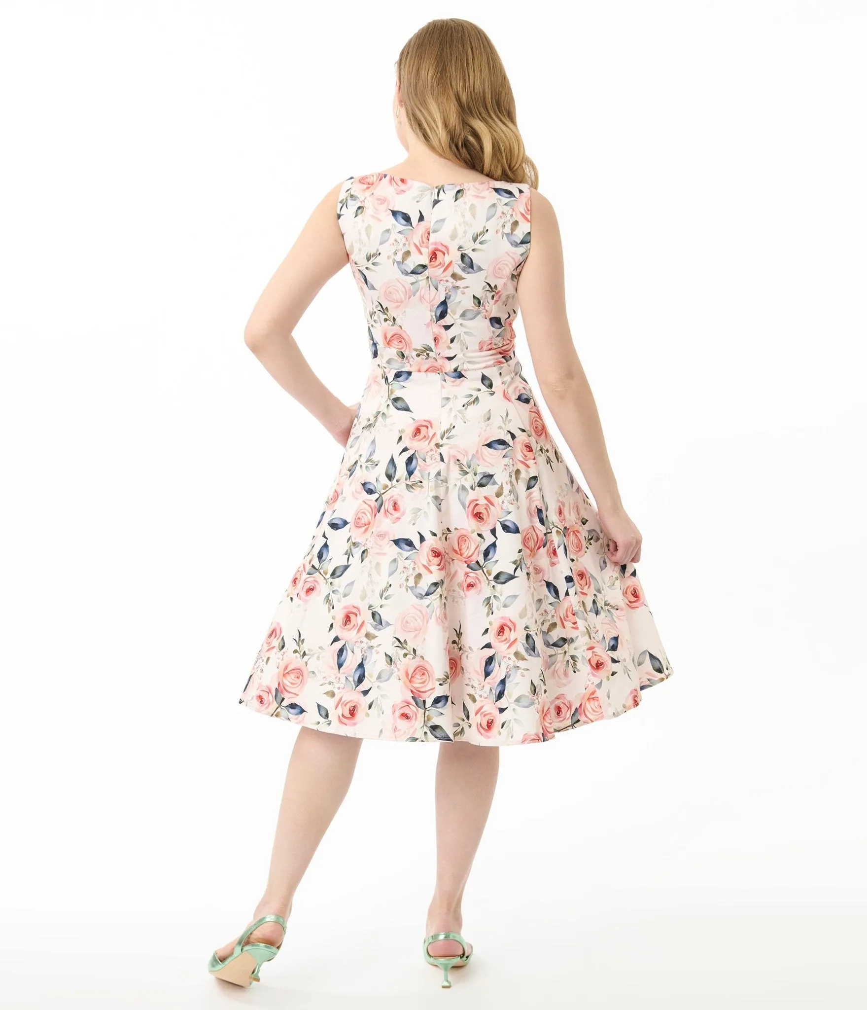 Pink Floral Aurora Cotton Swing Dress Casual Everyday Look