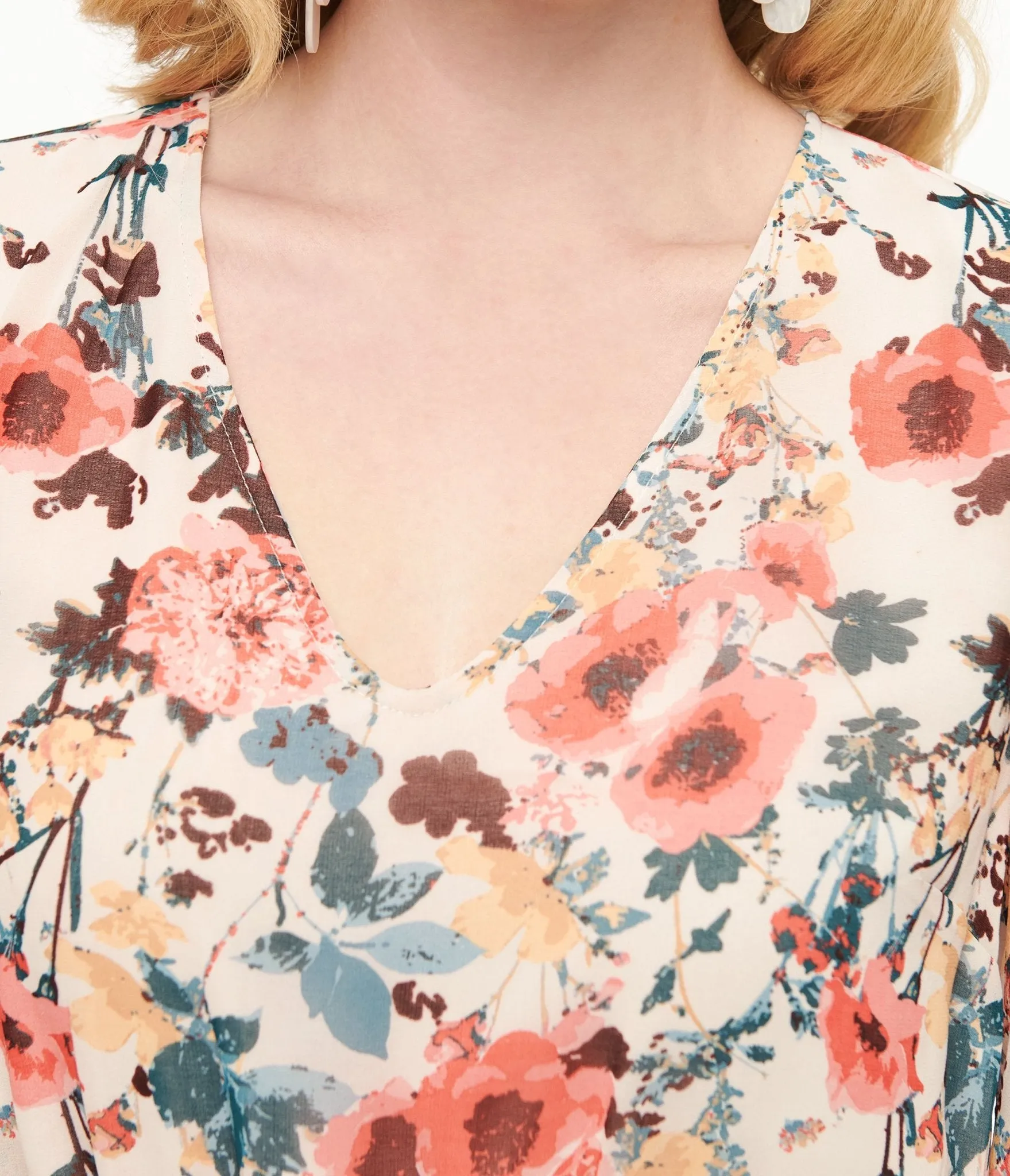 Pink Tropical Flower Chiffon Midi Dress Casual Everyday Look