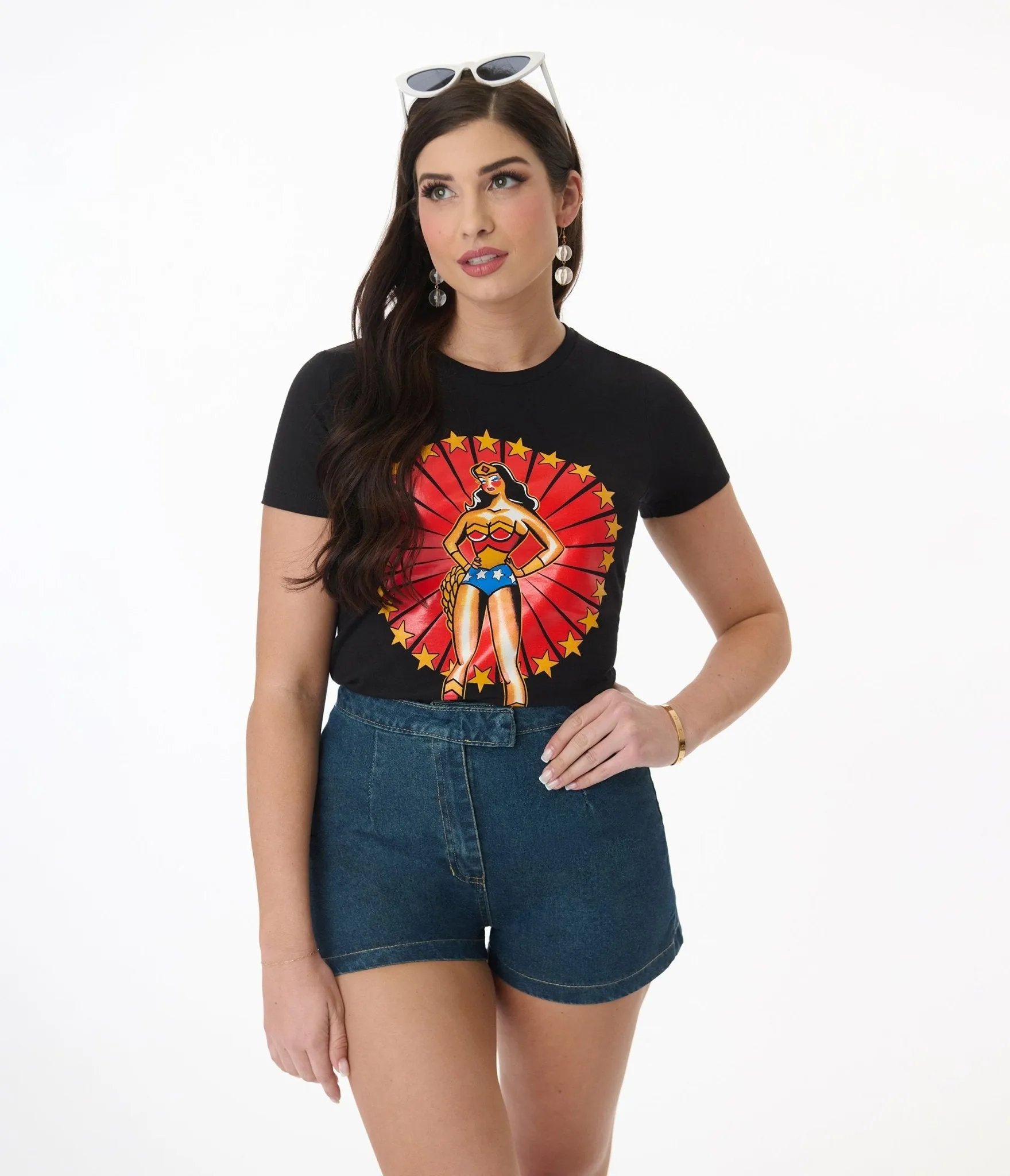 Pinky Star Ultimate Woman Tattoo Pin Up Graphic Tee Easy Date Night