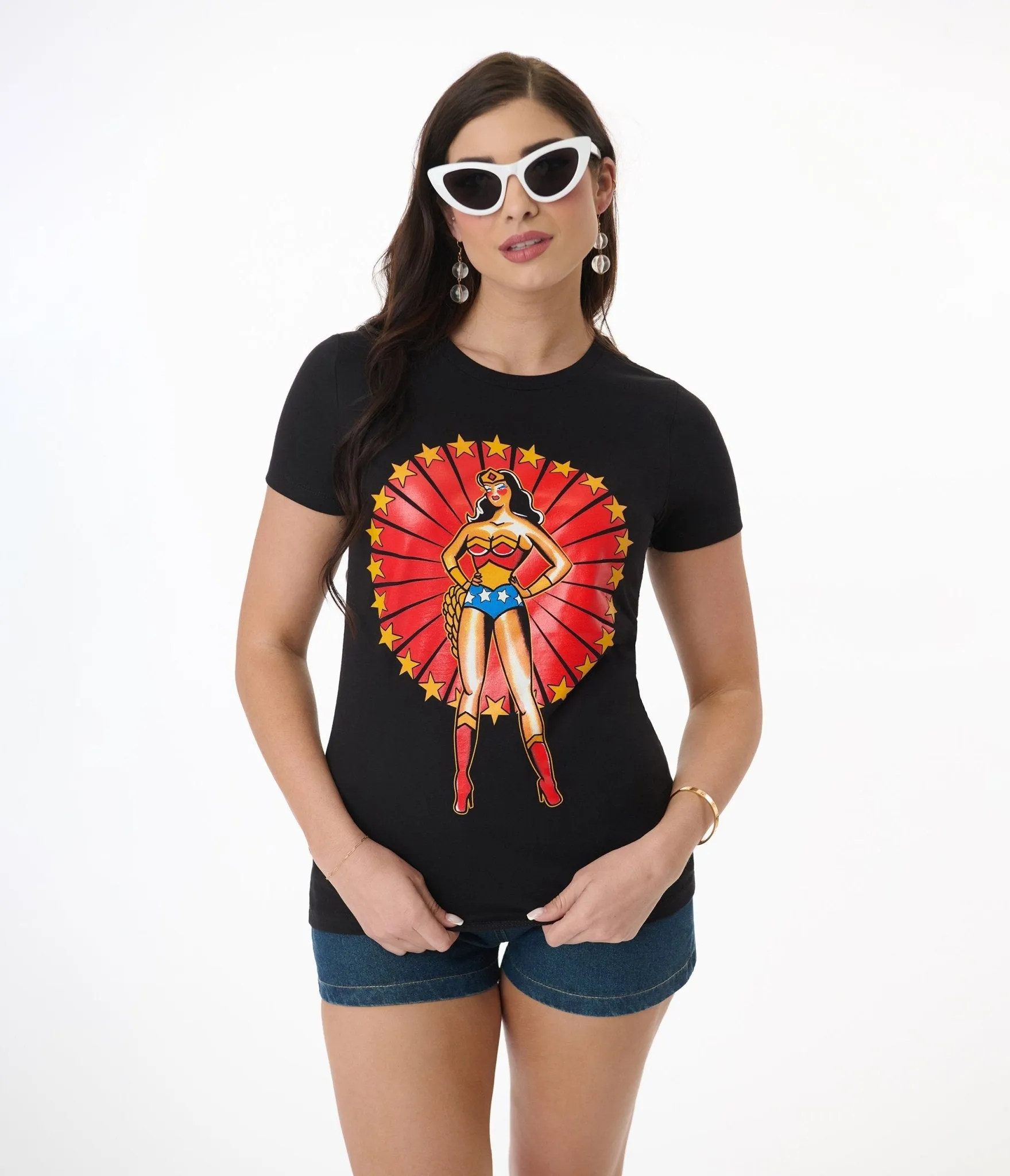 Pinky Star Ultimate Woman Tattoo Pin Up Graphic Tee Easy Date Night