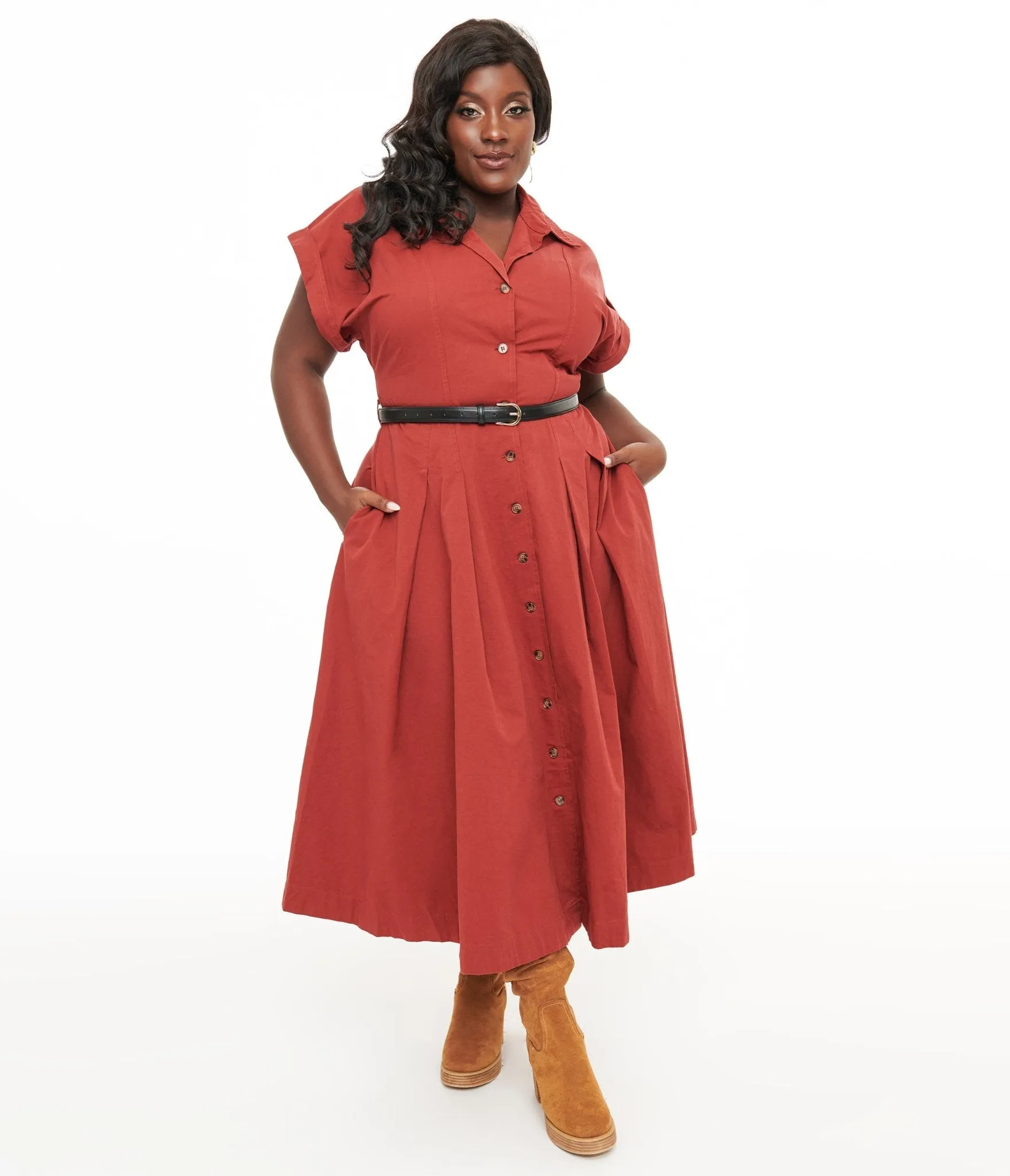 Plus Size Berry Perfect Balance Midi Shirt Dress Casual Everyday Look