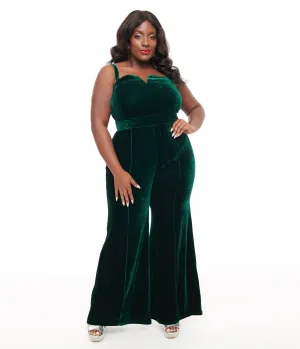 Plus Size Emerald Velvet Jumpsuit Comfortable Travel Wear