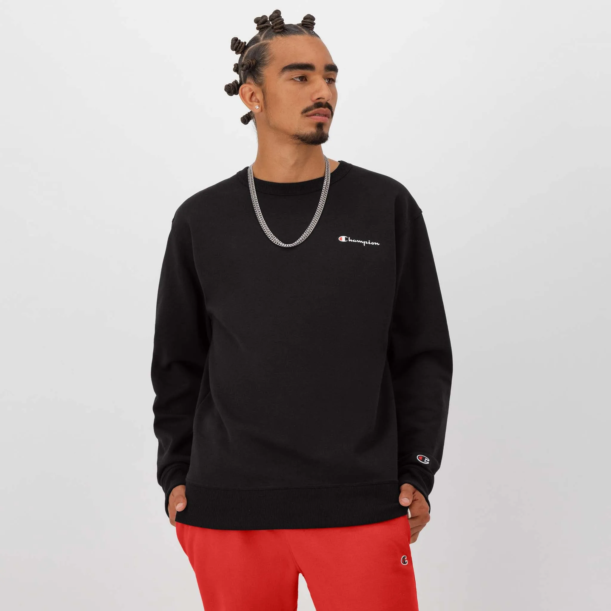 Powerblend Crewneck Sweatshirt, Left Script Logo Urban Street Look
