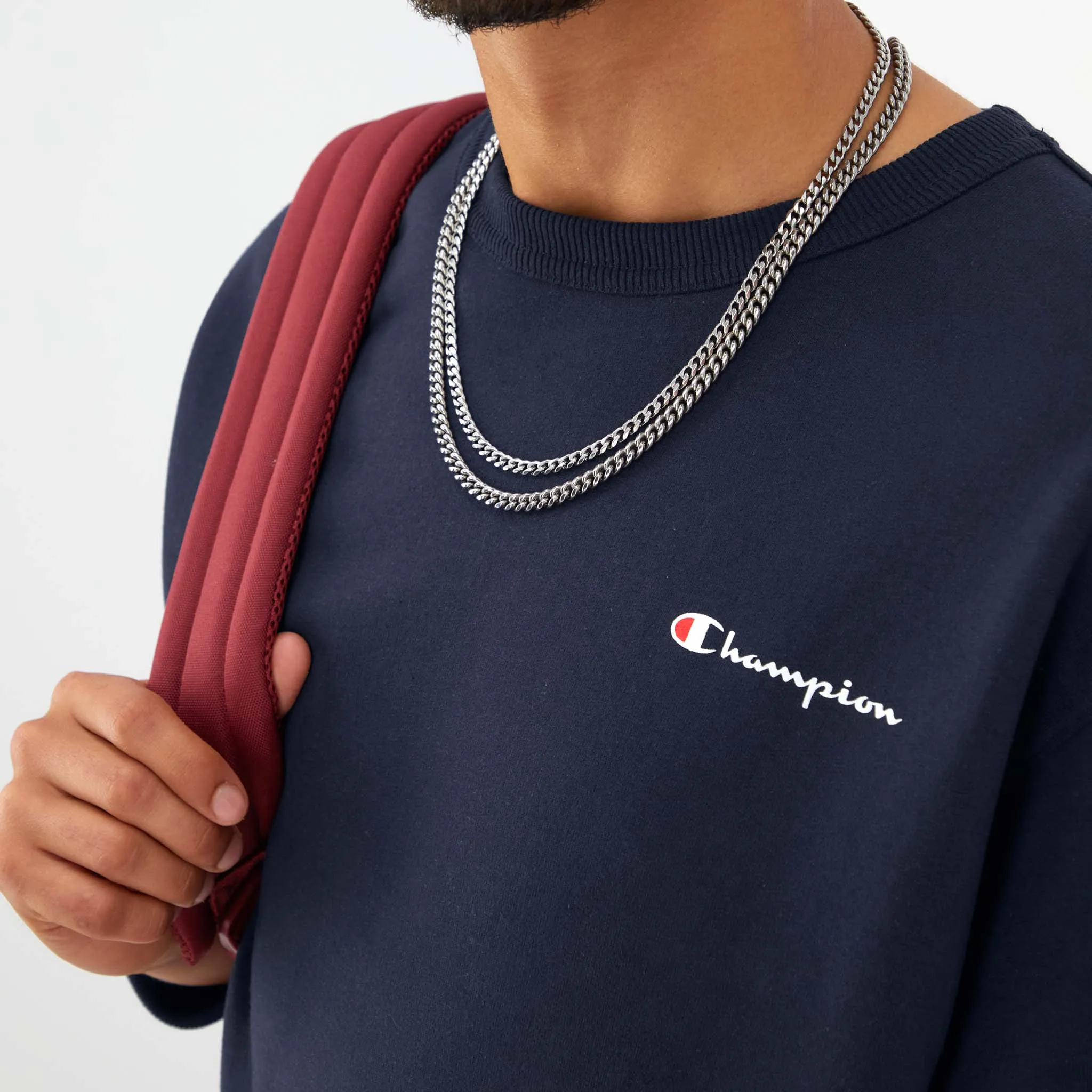 Powerblend Crewneck Sweatshirt, Left Script Logo Urban Street Look