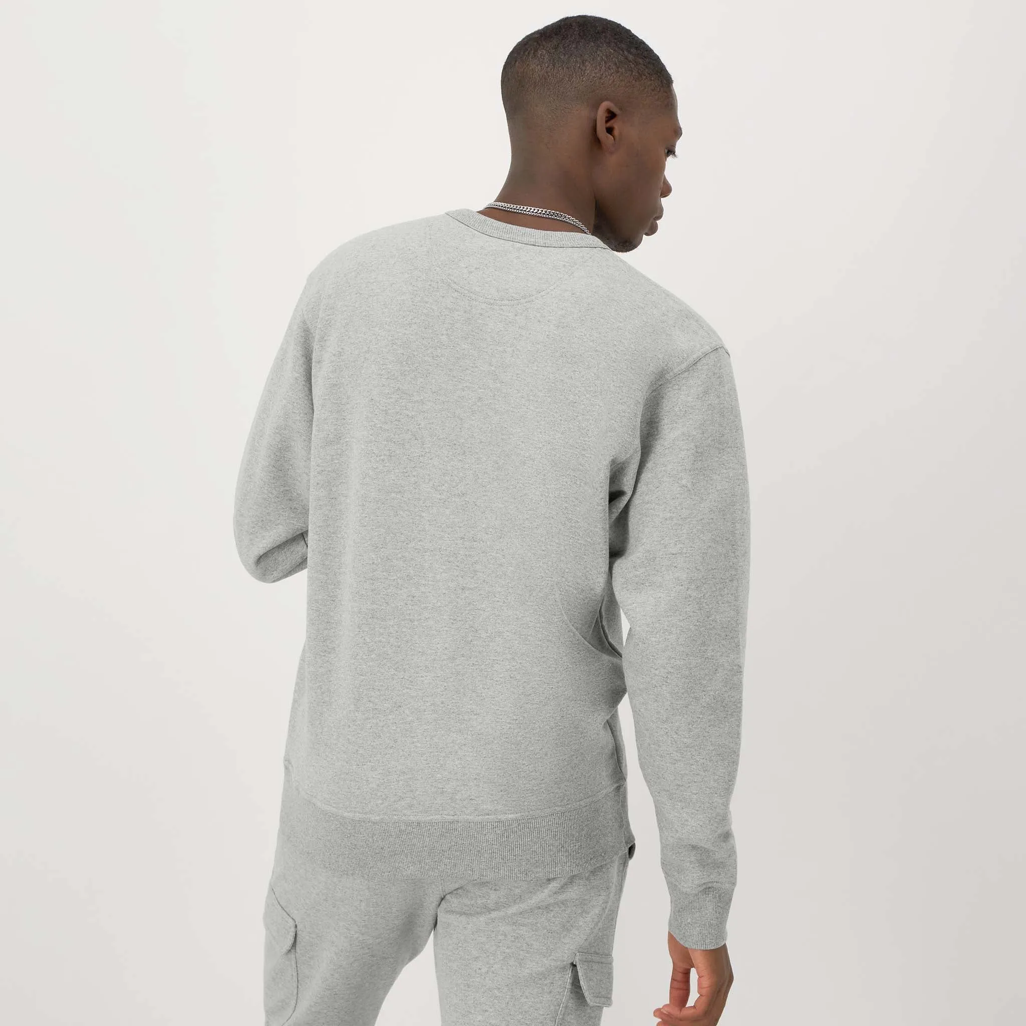Powerblend Crewneck Sweatshirt, Left Script Logo Urban Street Look