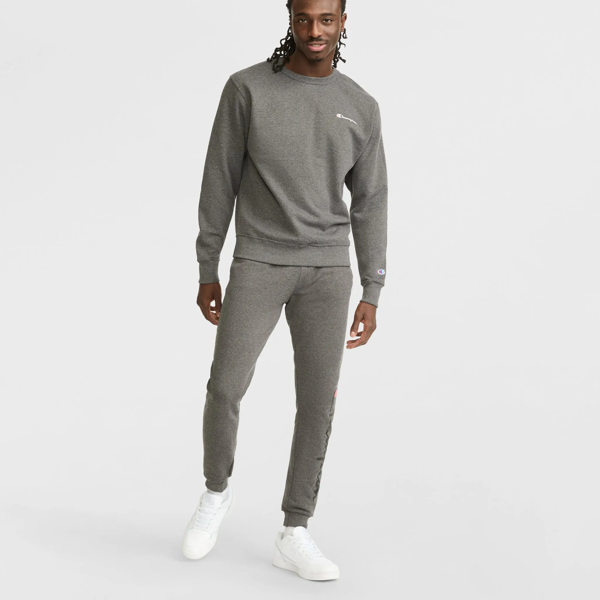 Powerblend Crewneck Sweatshirt, Left Script Logo Urban Street Look