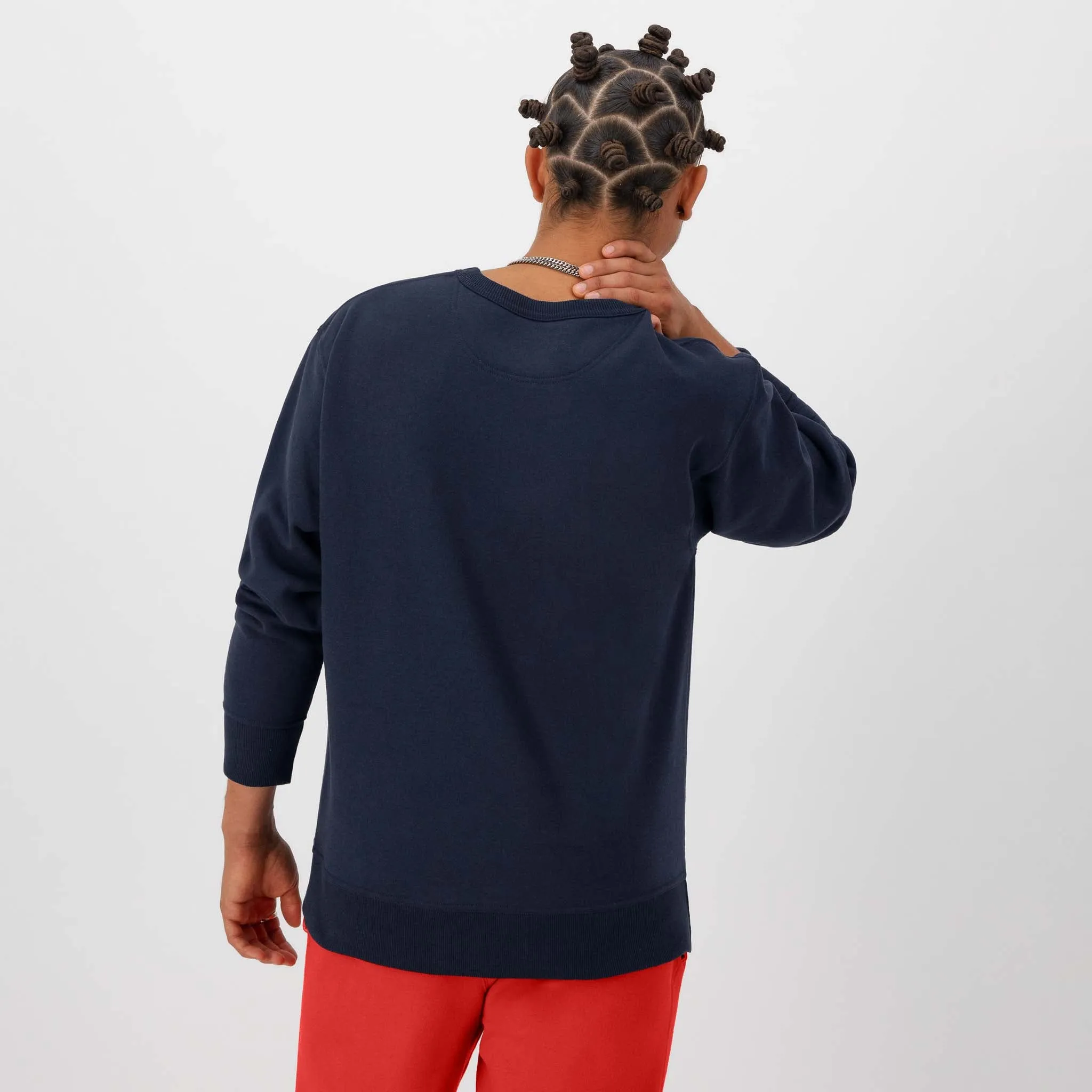 Powerblend Crewneck Sweatshirt, Left Script Logo Urban Street Look