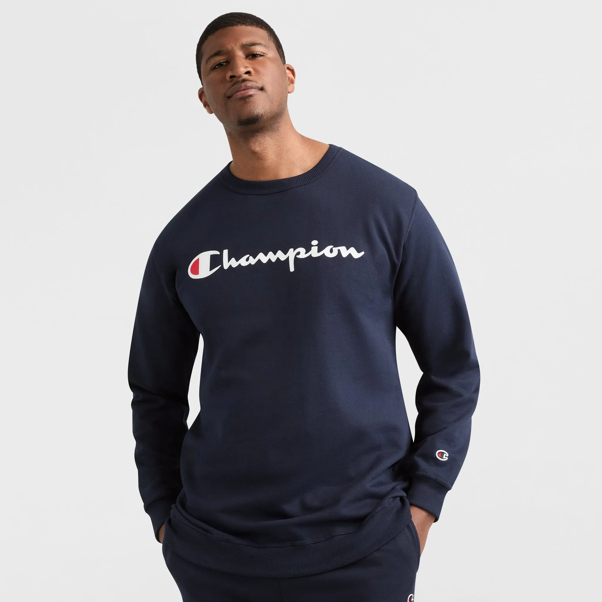 Powerblend Crewneck Sweatshirt, Script Logo - Big & Tall Urban Street Look