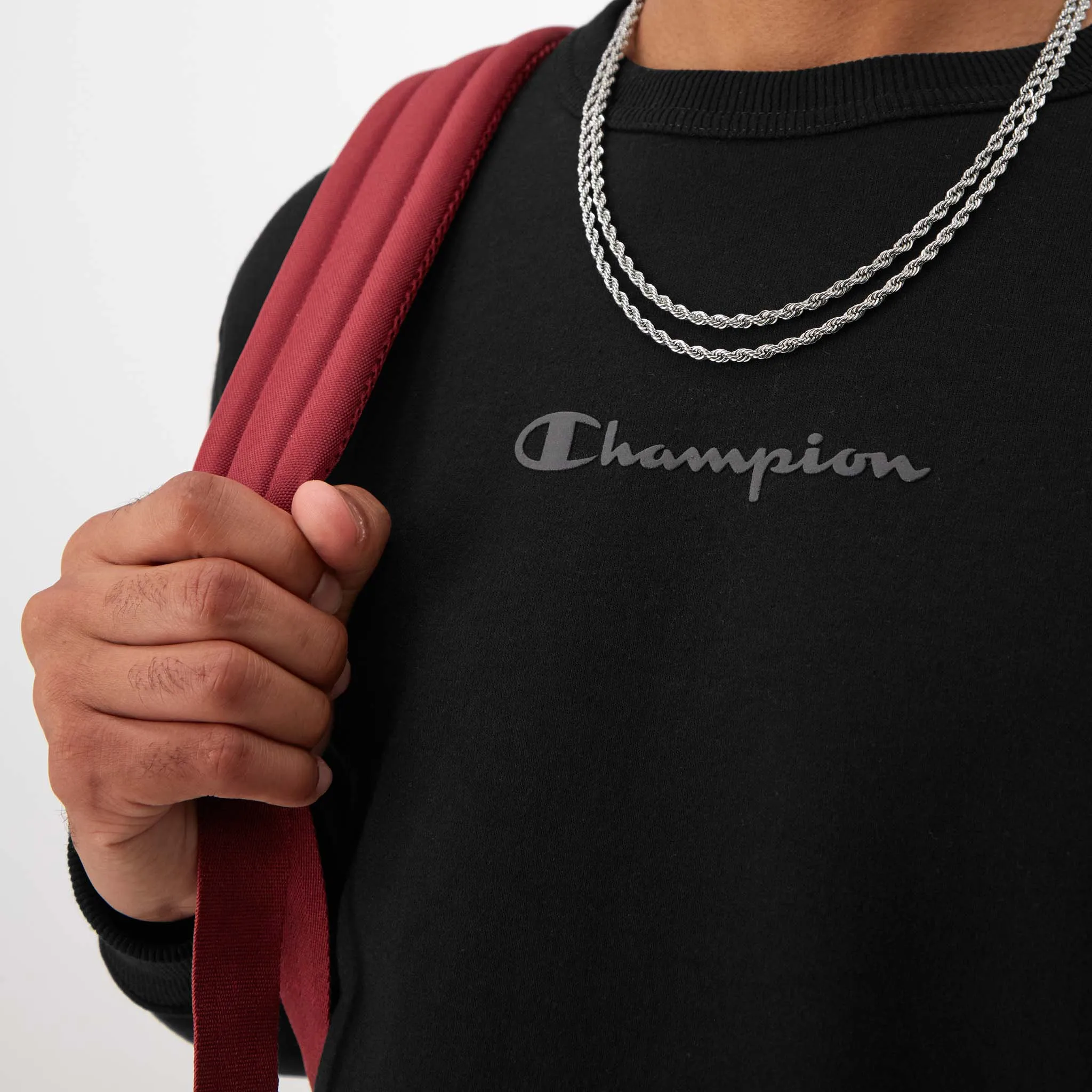 Powerblend Crewneck Sweatshirt, Tonal Script Logo Urban Street Look