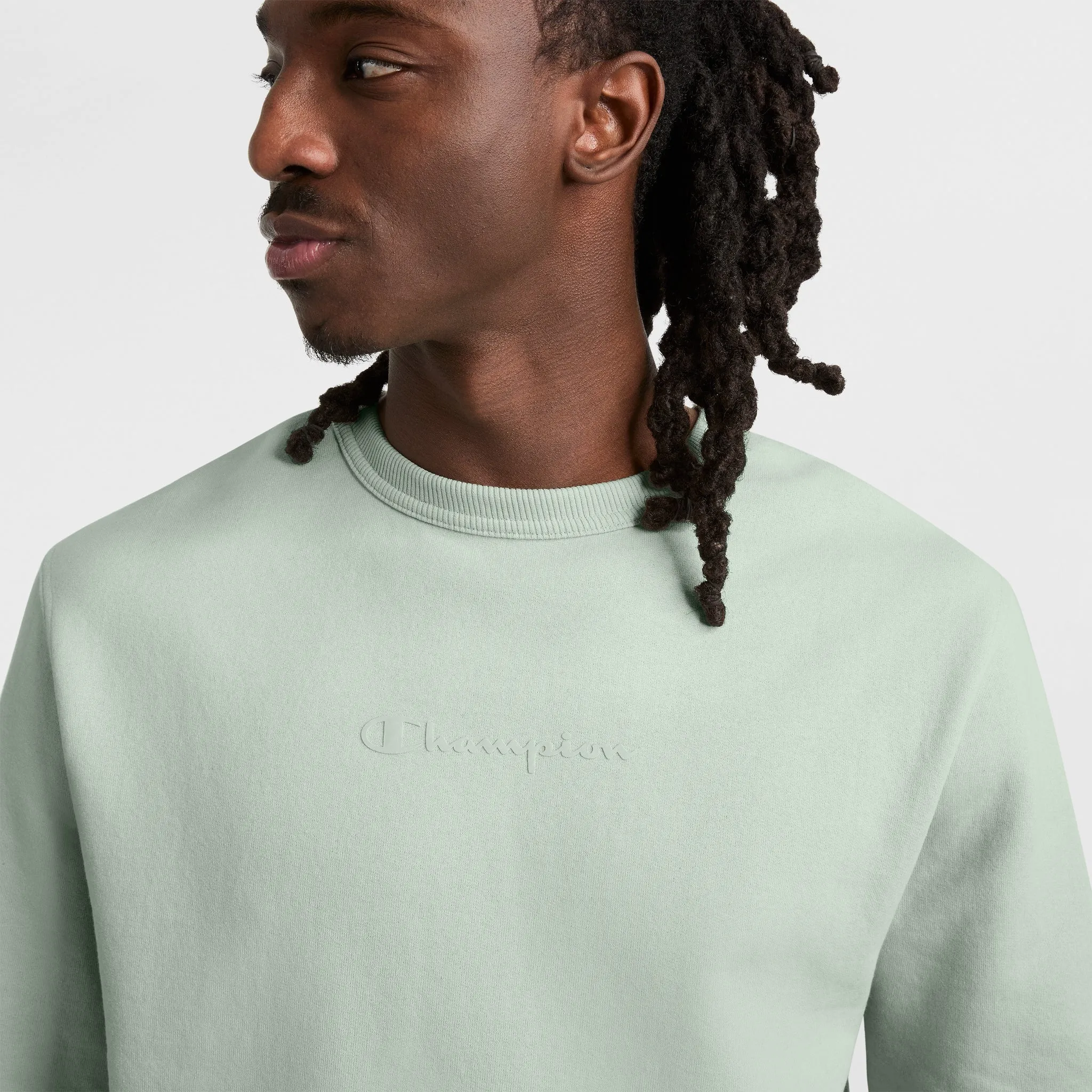 Powerblend Crewneck Sweatshirt, Tonal Script Logo Urban Street Look