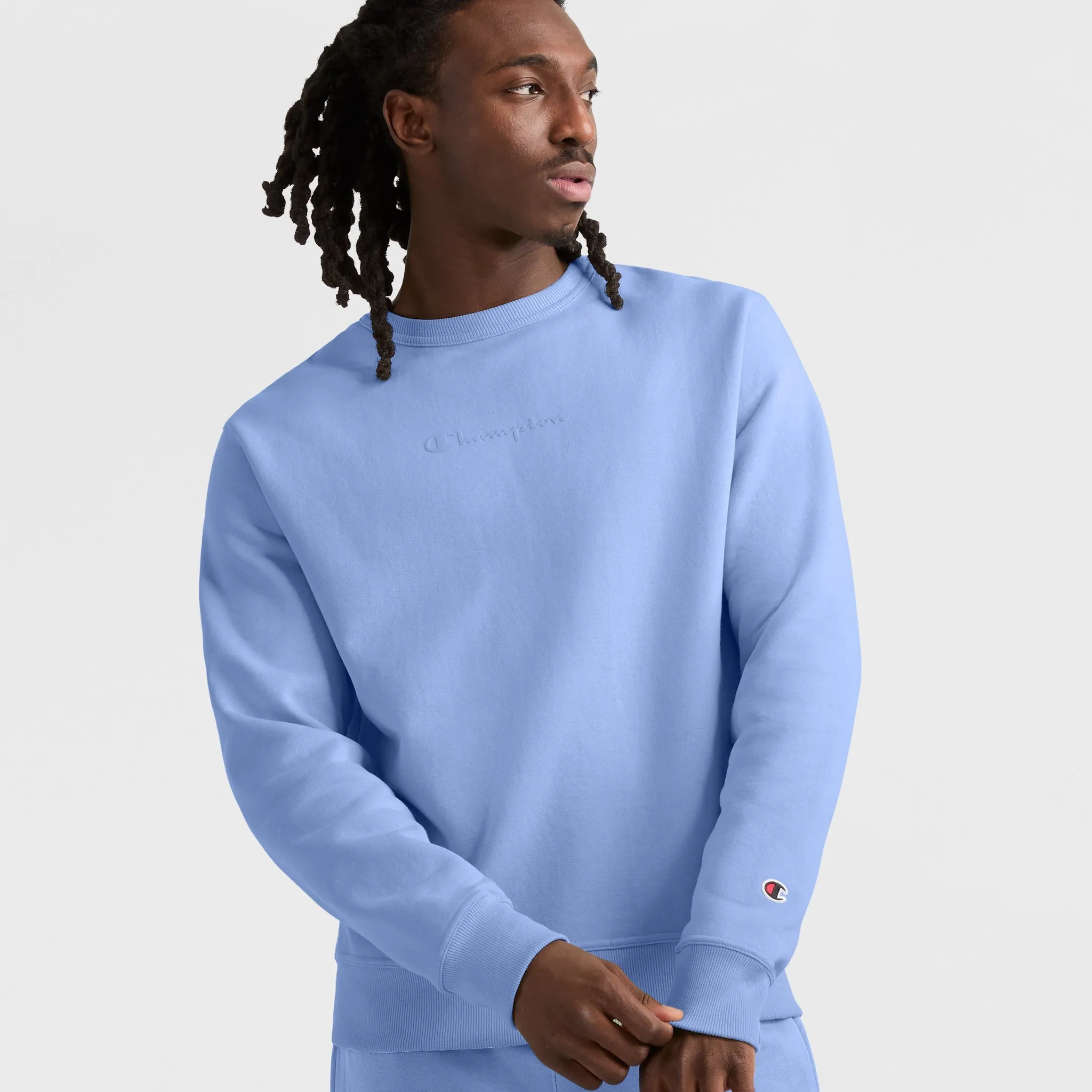 Powerblend Crewneck Sweatshirt, Tonal Script Logo Urban Street Look