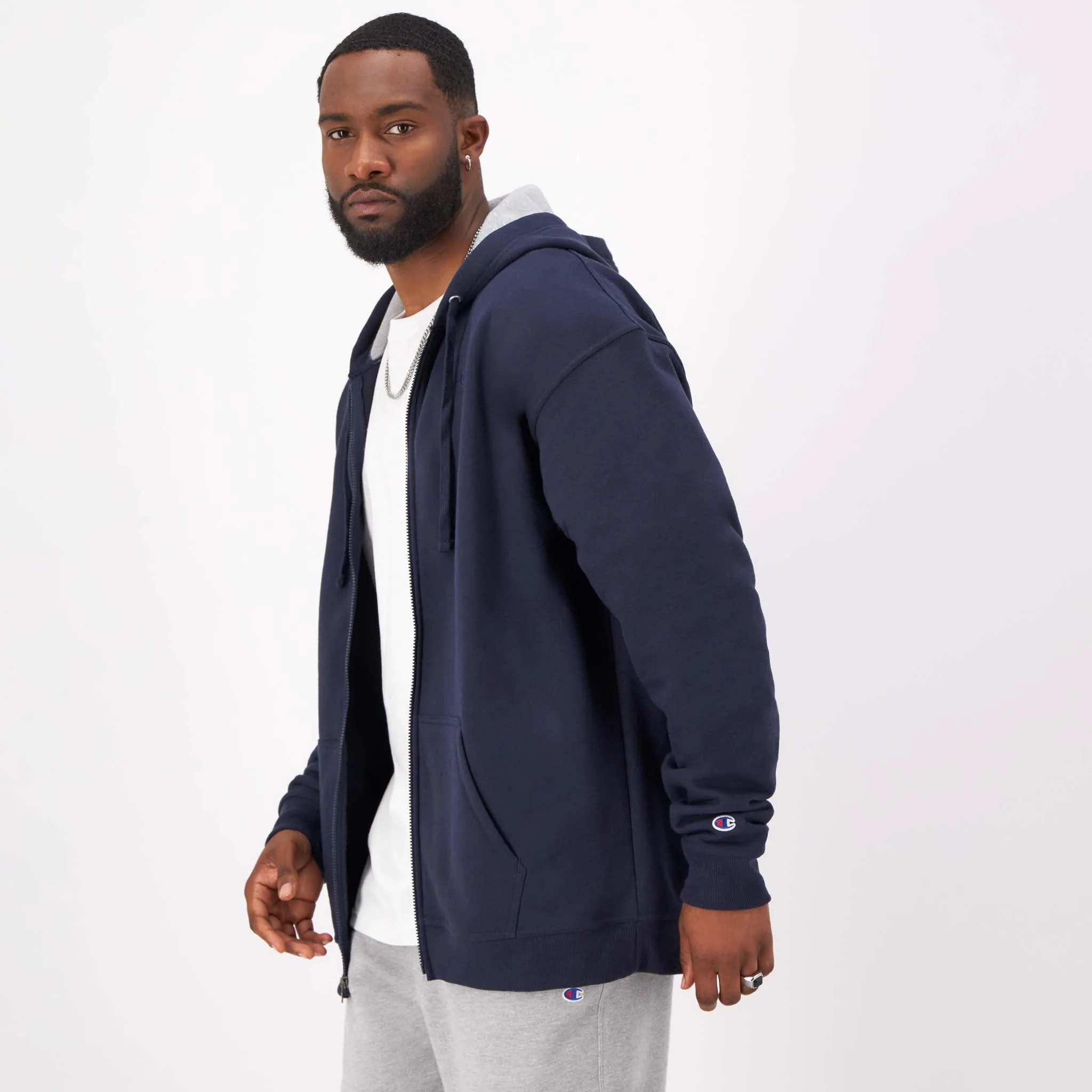 Powerblend Full Zip Hoodie, C Logo - Big & Tall Urban Street Look