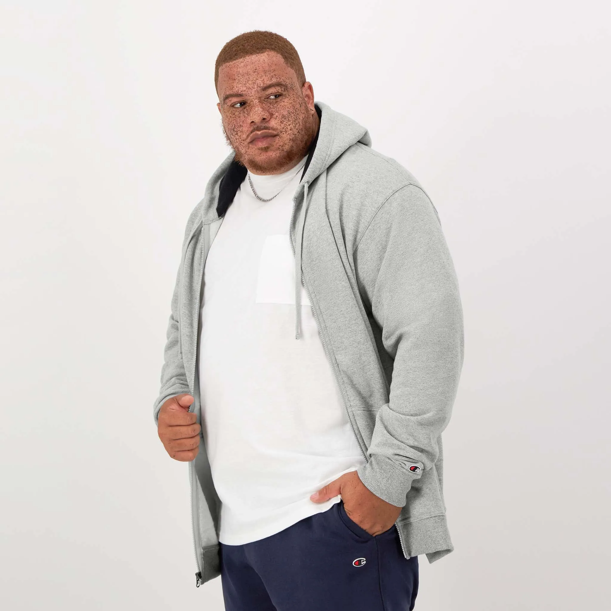 Powerblend Full Zip Hoodie, C Logo - Big & Tall Urban Street Look