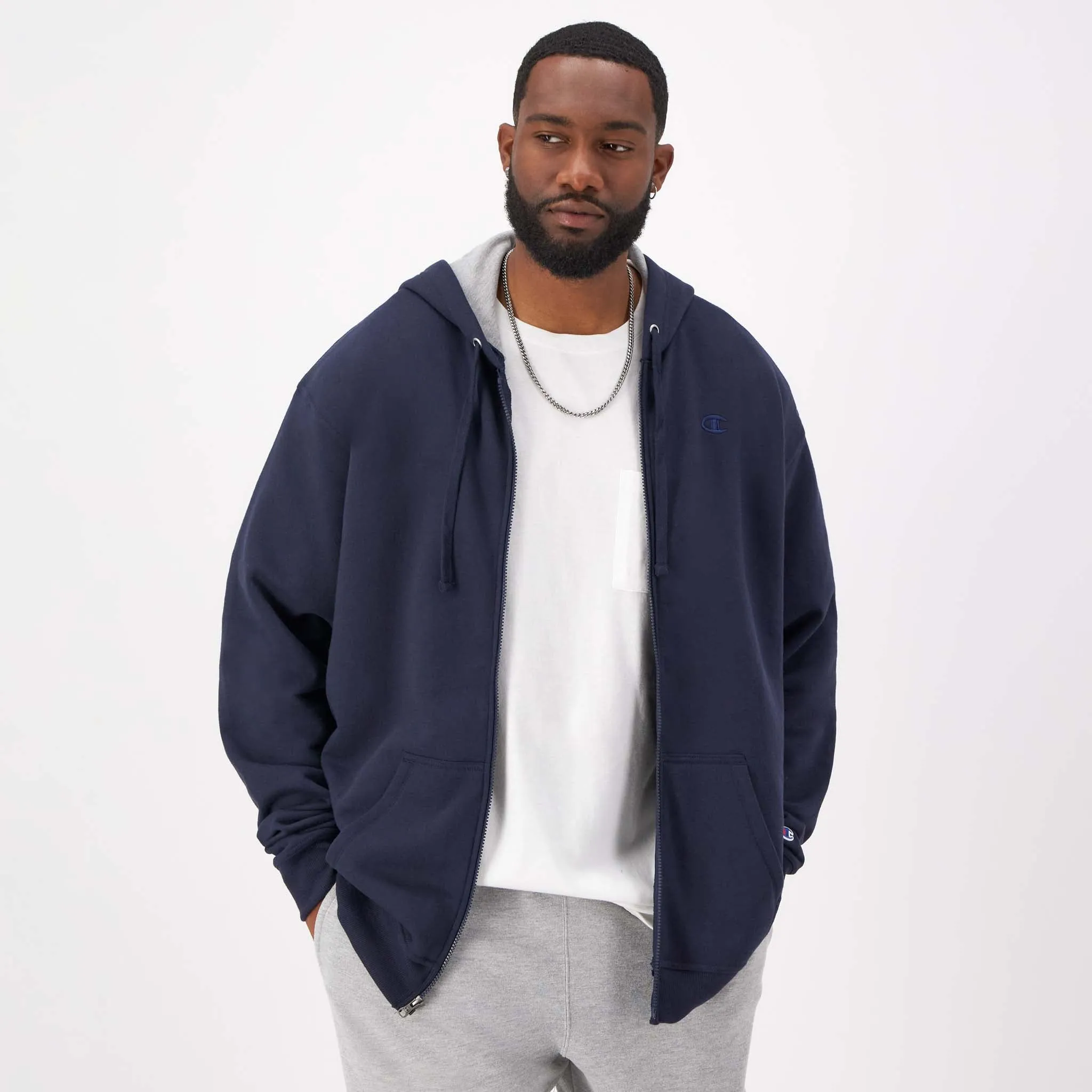 Powerblend Full Zip Hoodie, C Logo - Big & Tall Urban Street Look