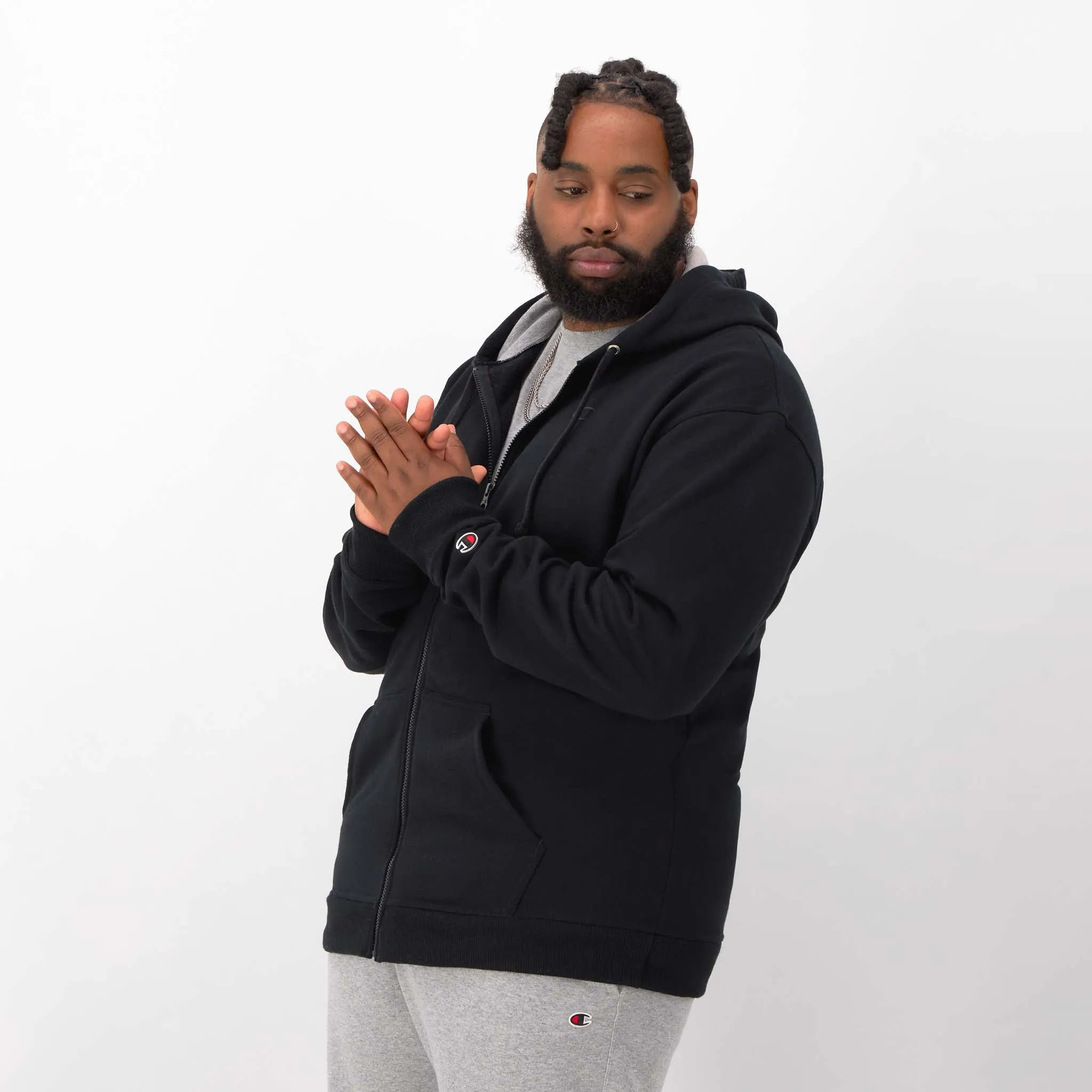 Powerblend Full Zip Hoodie, C Logo - Big & Tall Urban Street Look