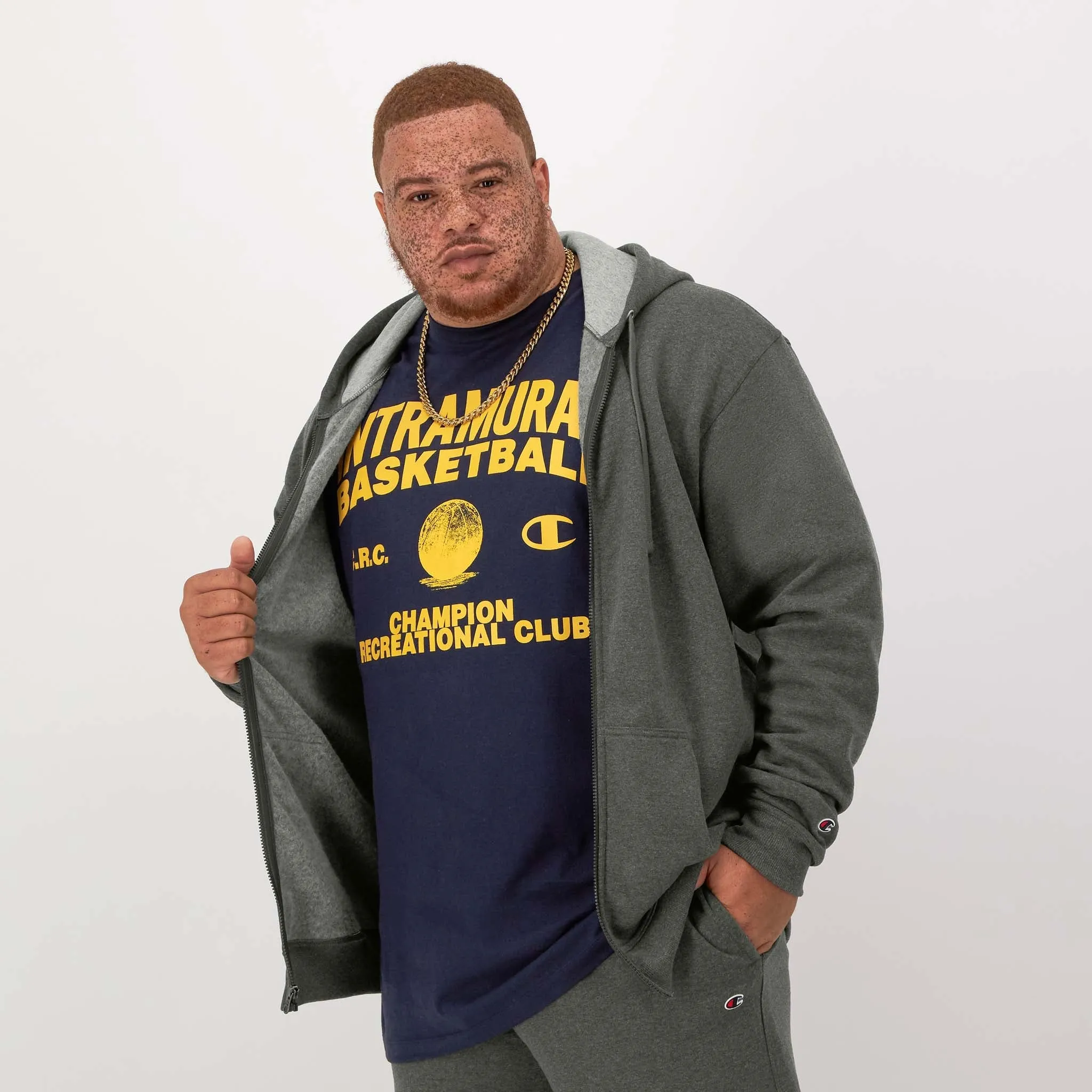 Powerblend Full Zip Hoodie, C Logo - Big & Tall Urban Street Look