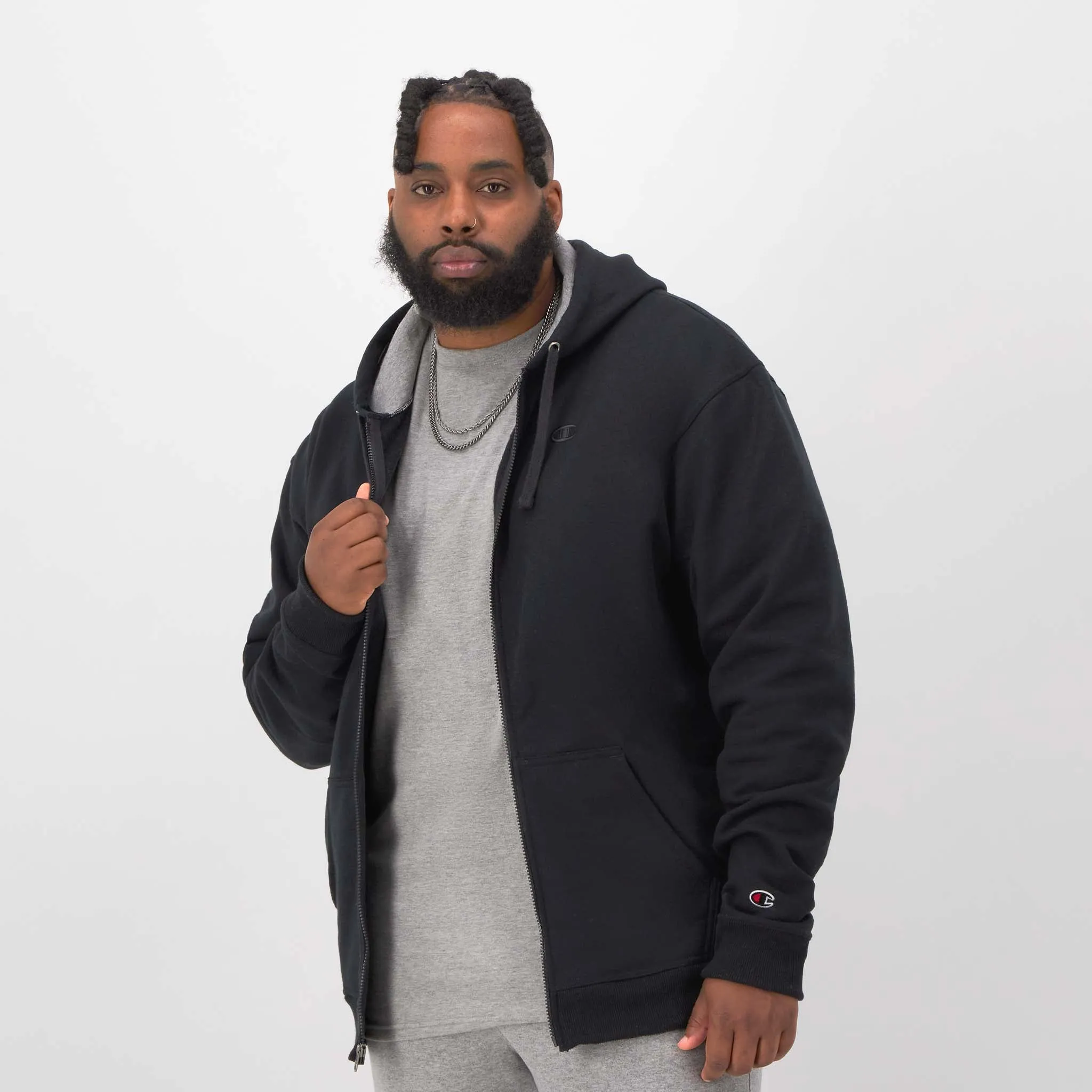 Powerblend Full Zip Hoodie, C Logo - Big & Tall Urban Street Look