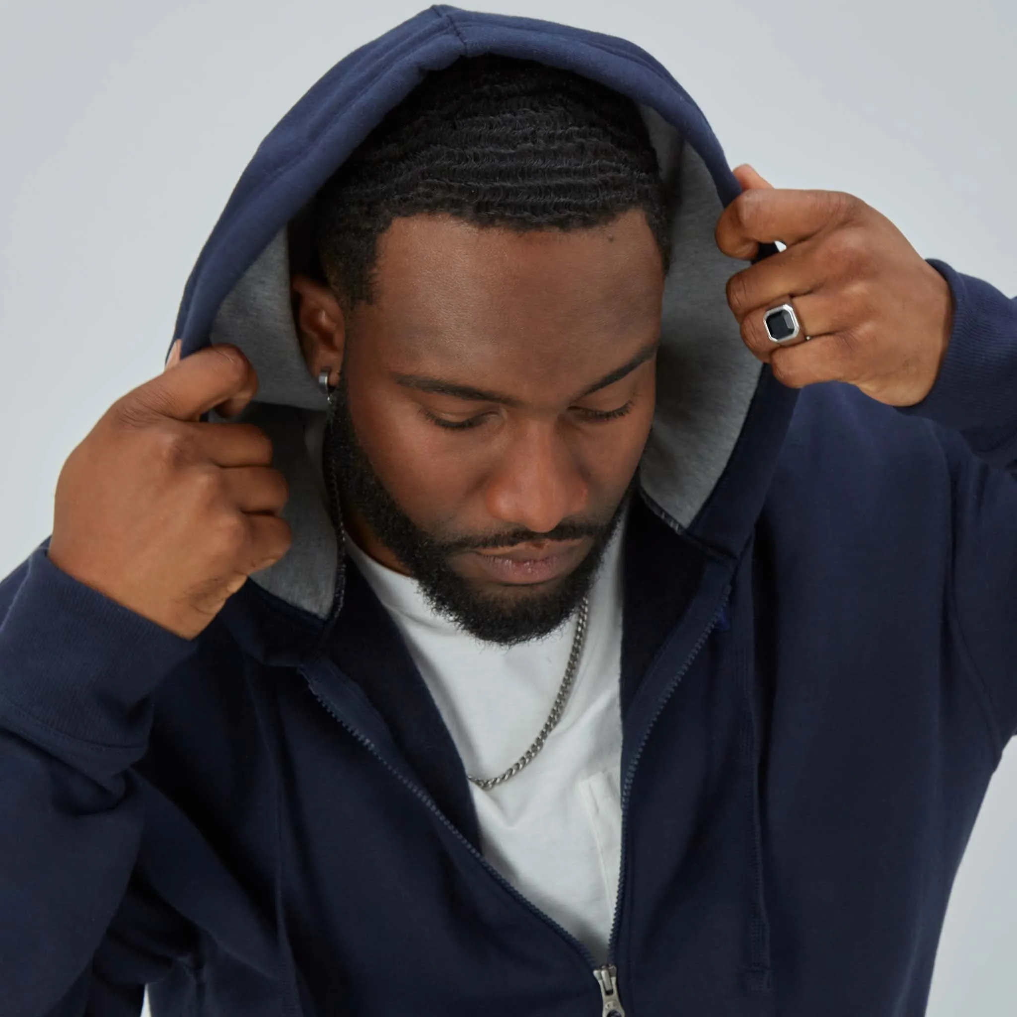 Powerblend Full Zip Hoodie, C Logo - Big & Tall Urban Street Look