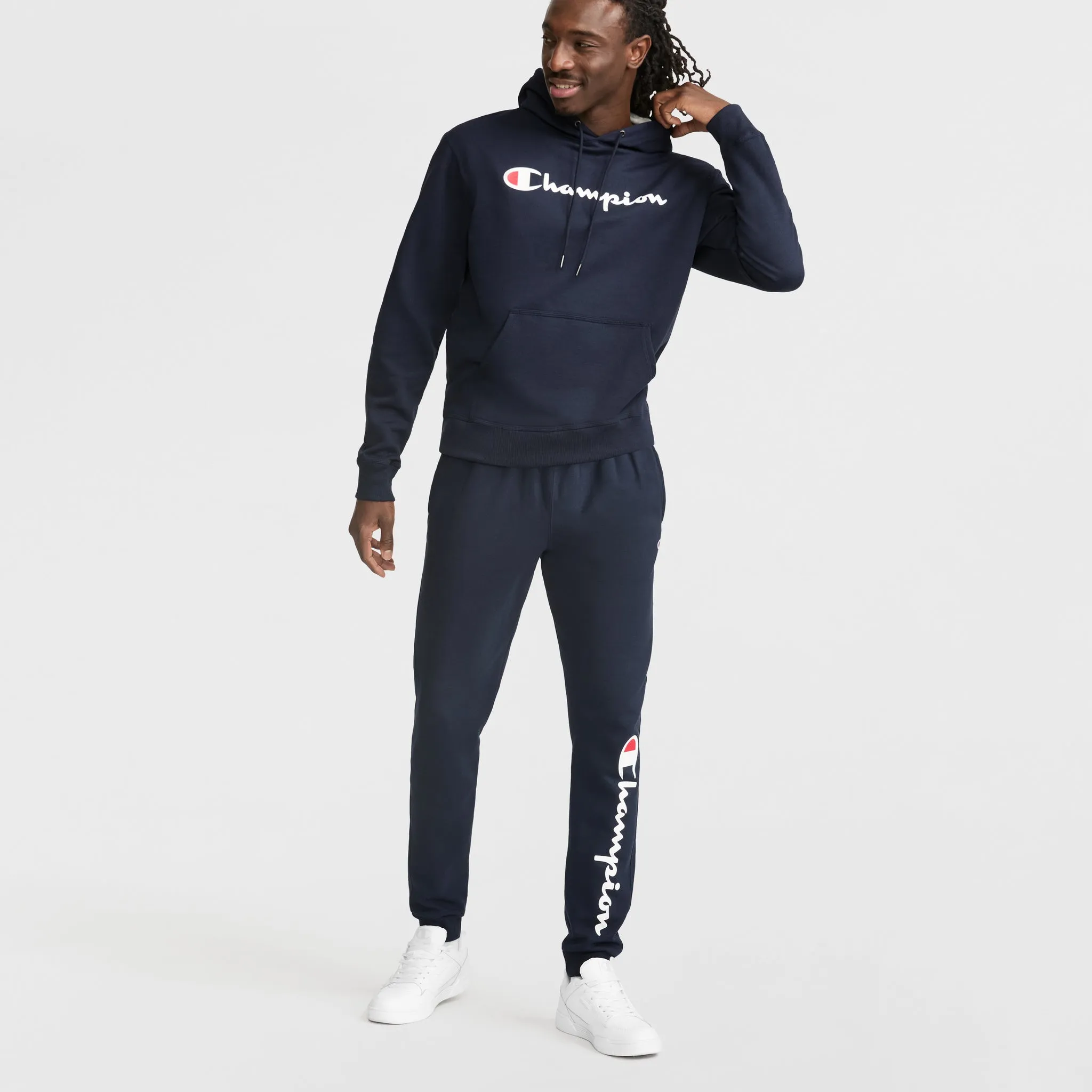 Powerblend Hoodie, Full Script Logo Urban Street Look
