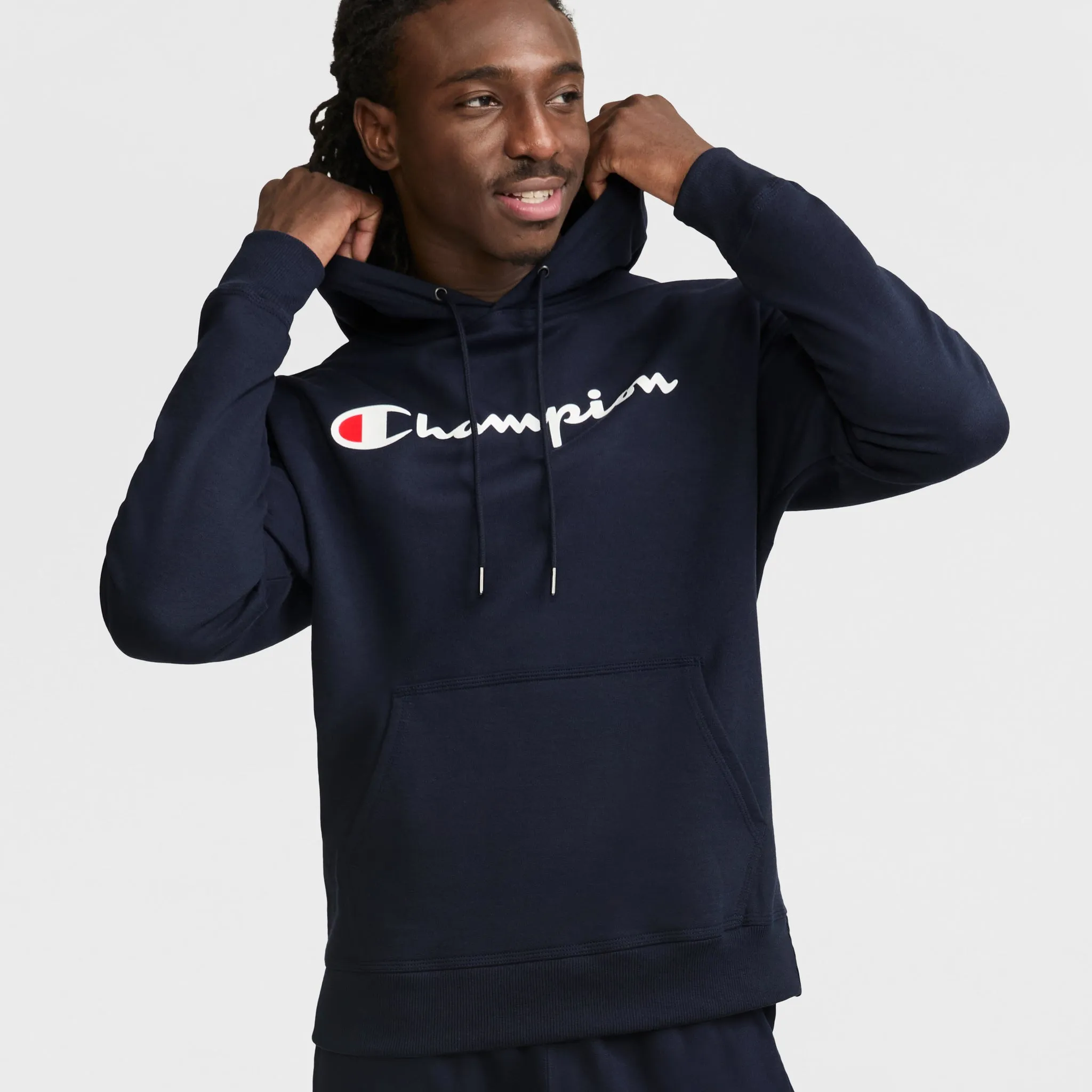 Powerblend Hoodie, Full Script Logo Urban Street Look