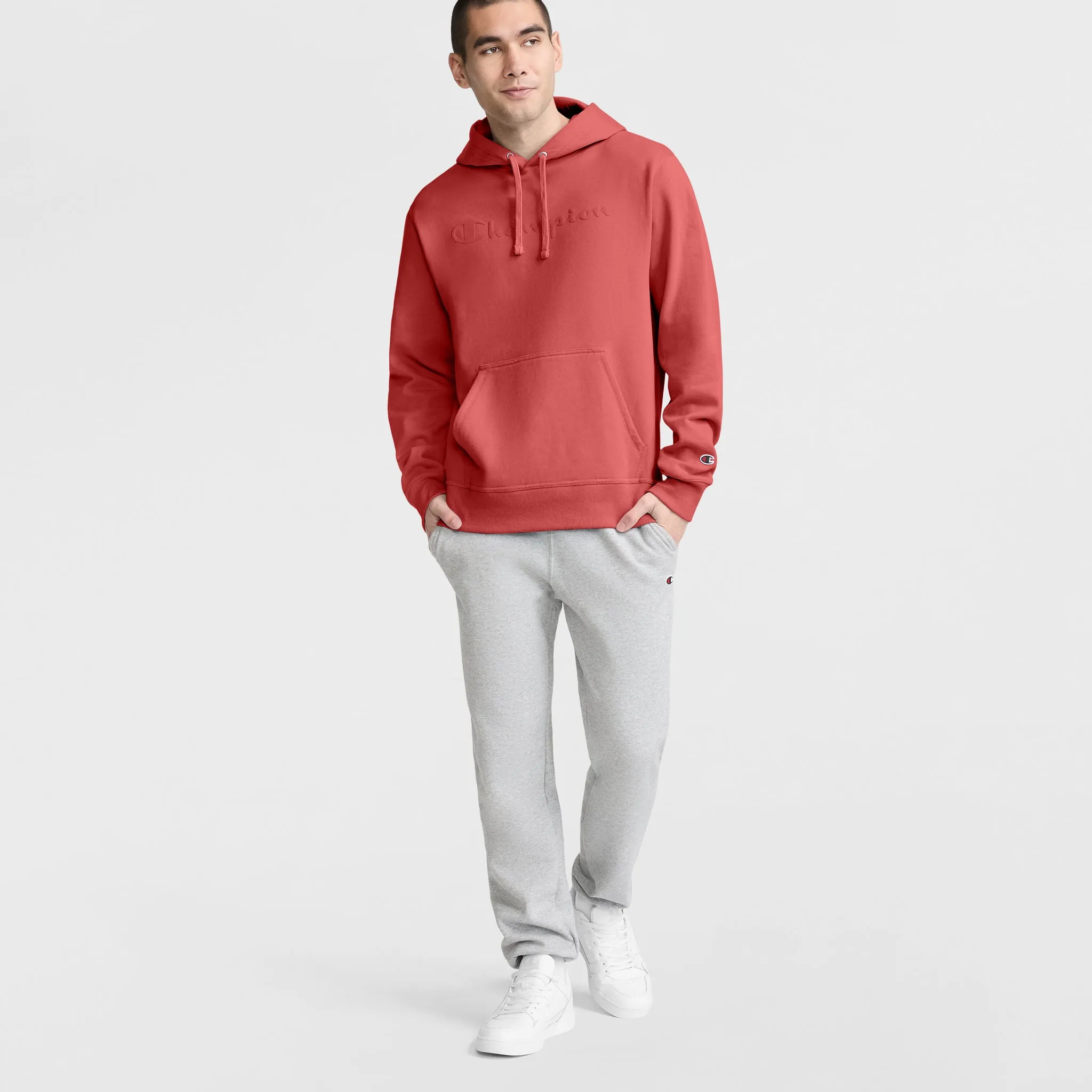 Powerblend Hoodie, Tonal Script Logo Urban Street Look