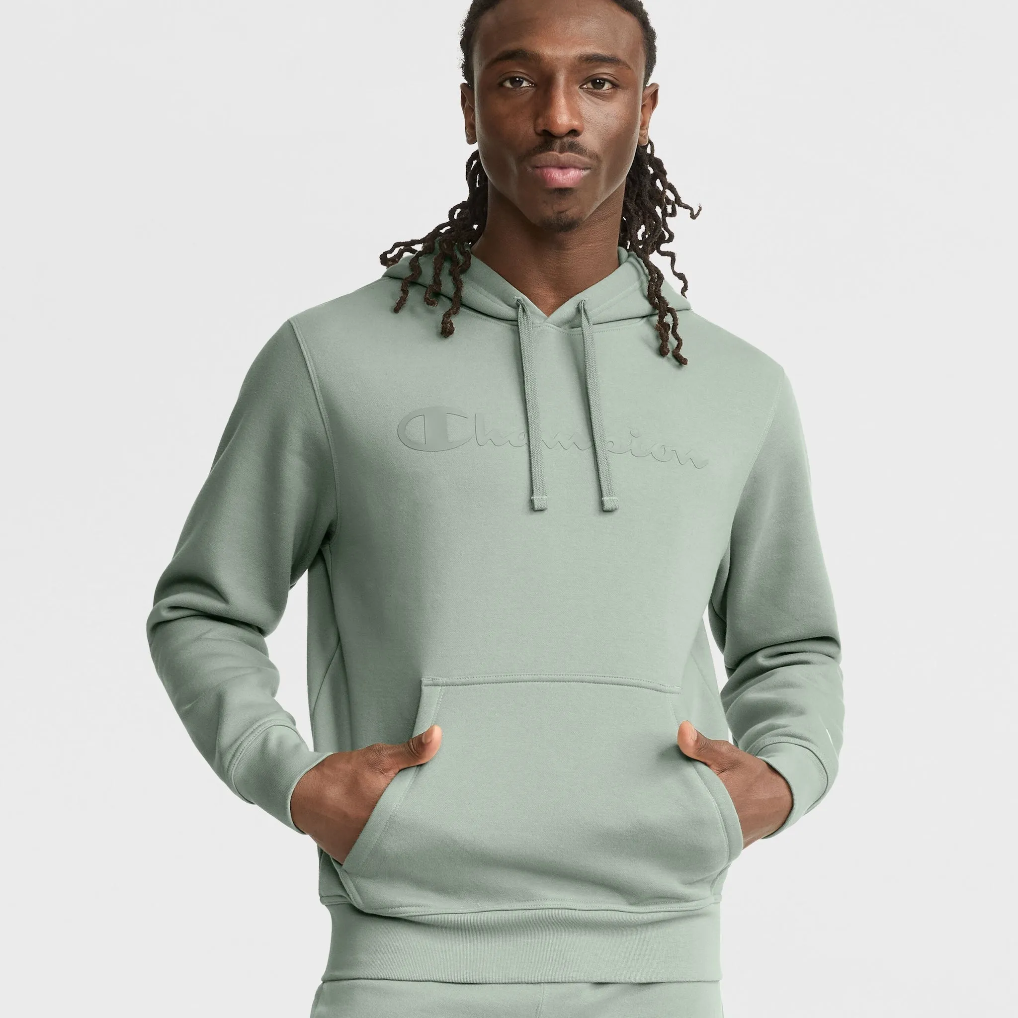 Powerblend Hoodie, Tonal Script Logo Urban Street Look